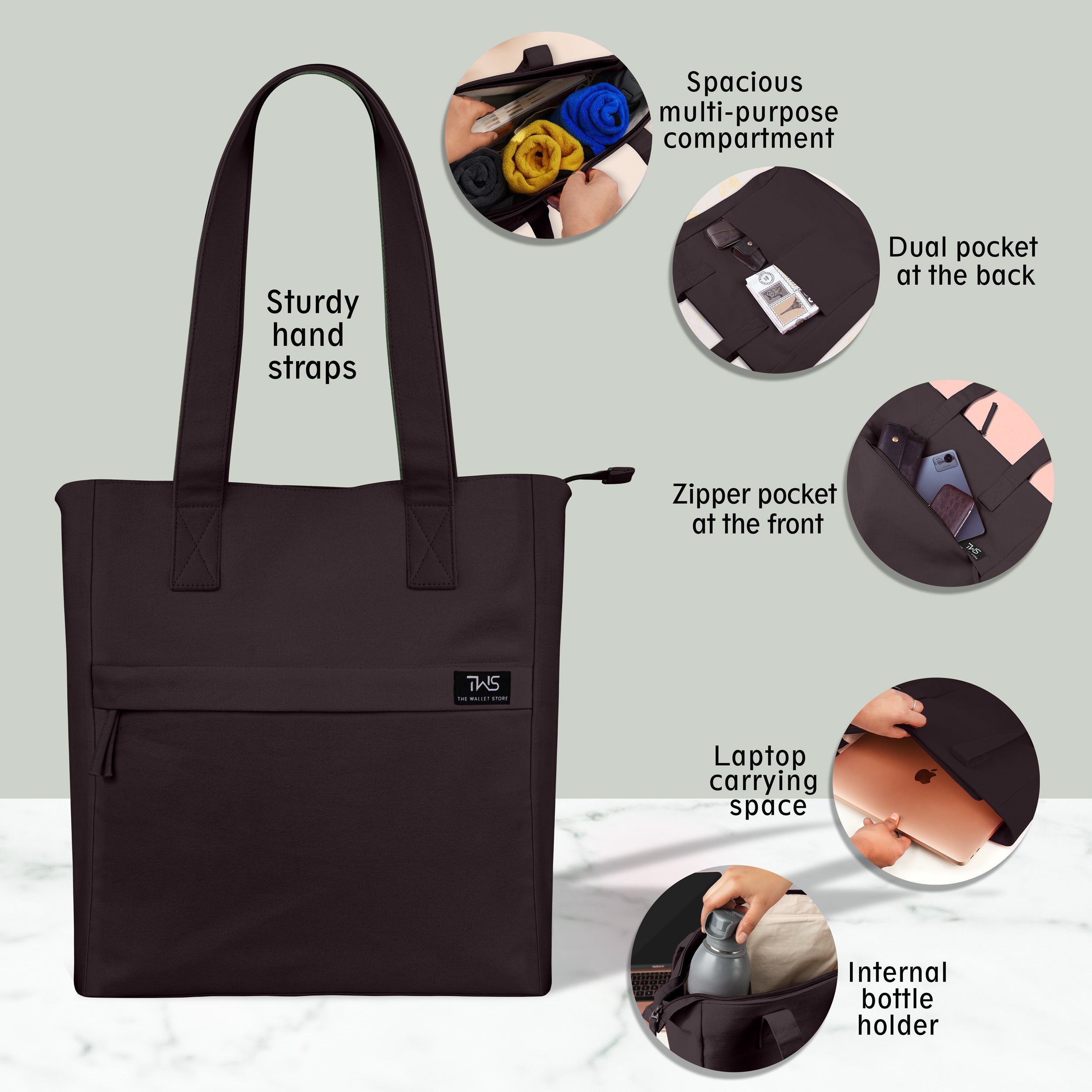 EVERYDAY VIBRANT CANVAS TOTE BAG - BROWN
