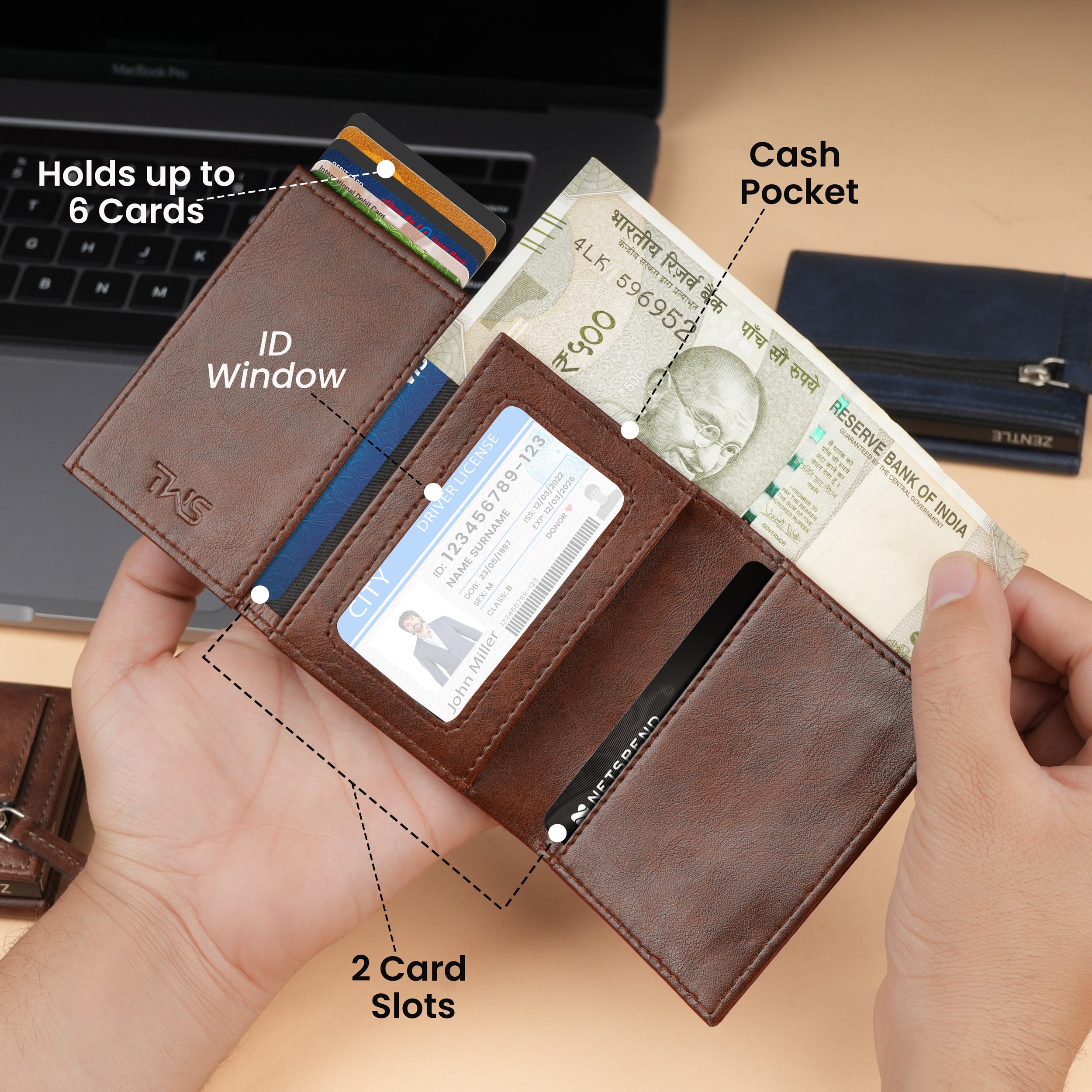 Defender RFID-Protected Wallet Cardholder Gift For Men - Brown