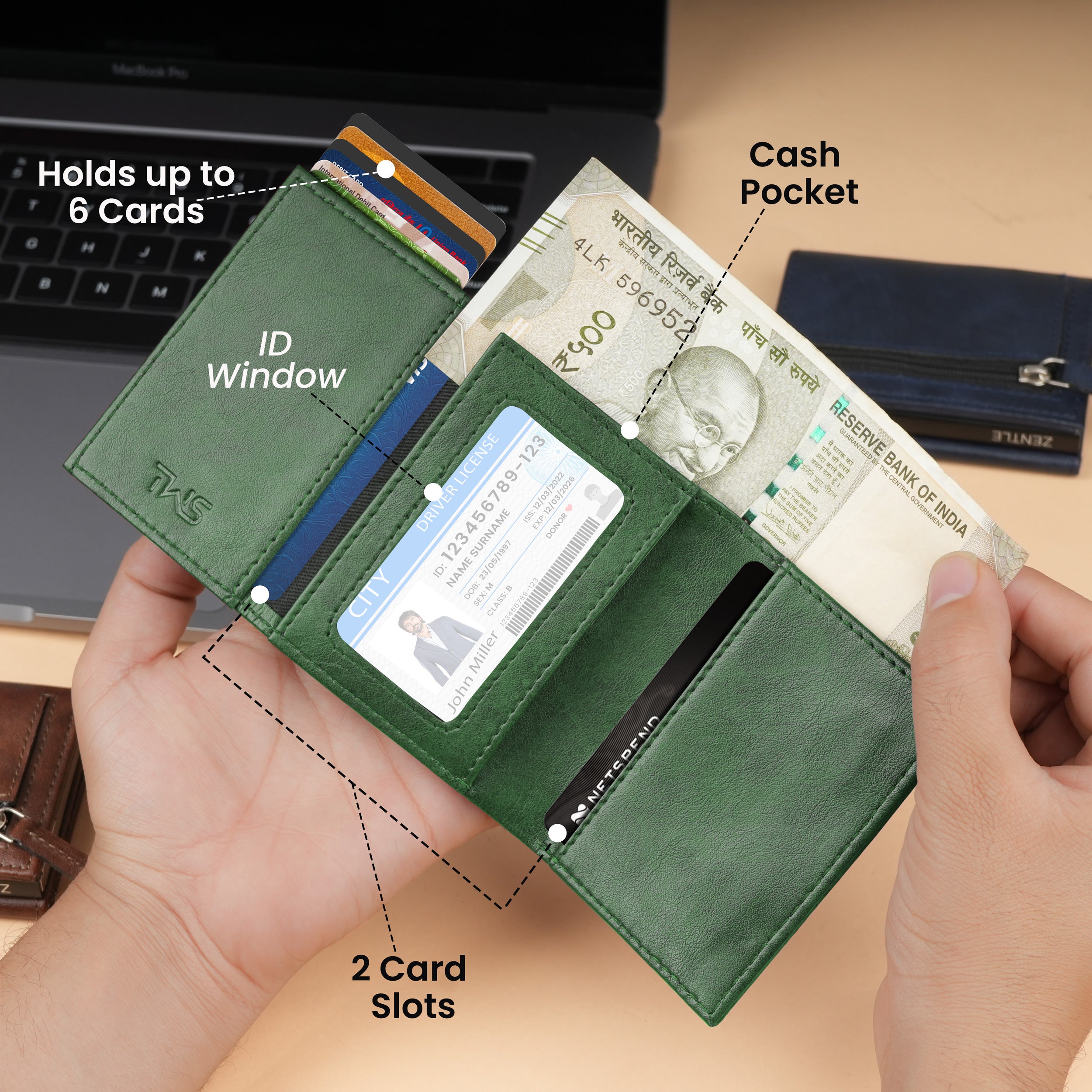Defender RFID Protected Wallet Cardholder Gift For Men - Green