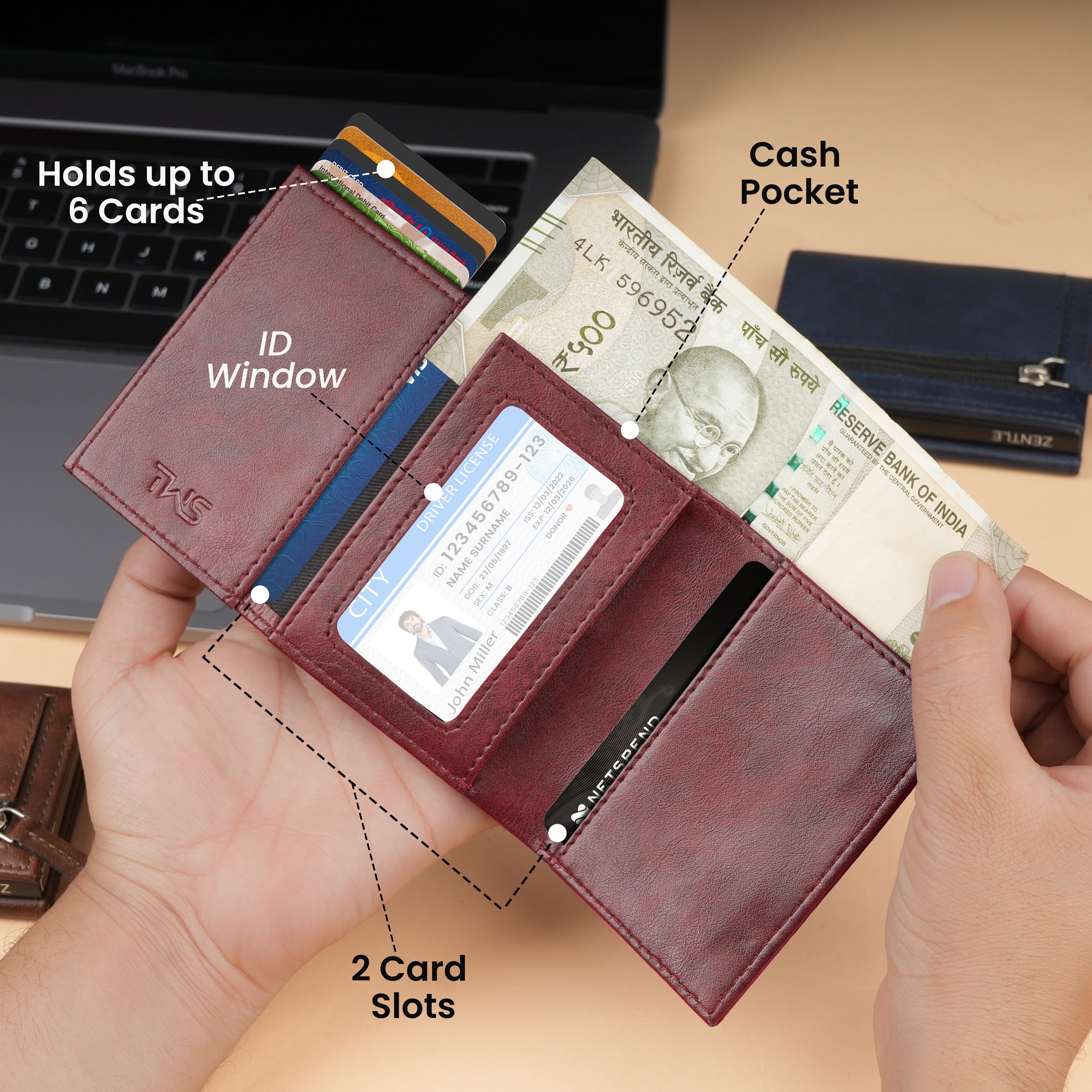 Defender RFID Protected Wallet Cardholder Gift For Men - Wine