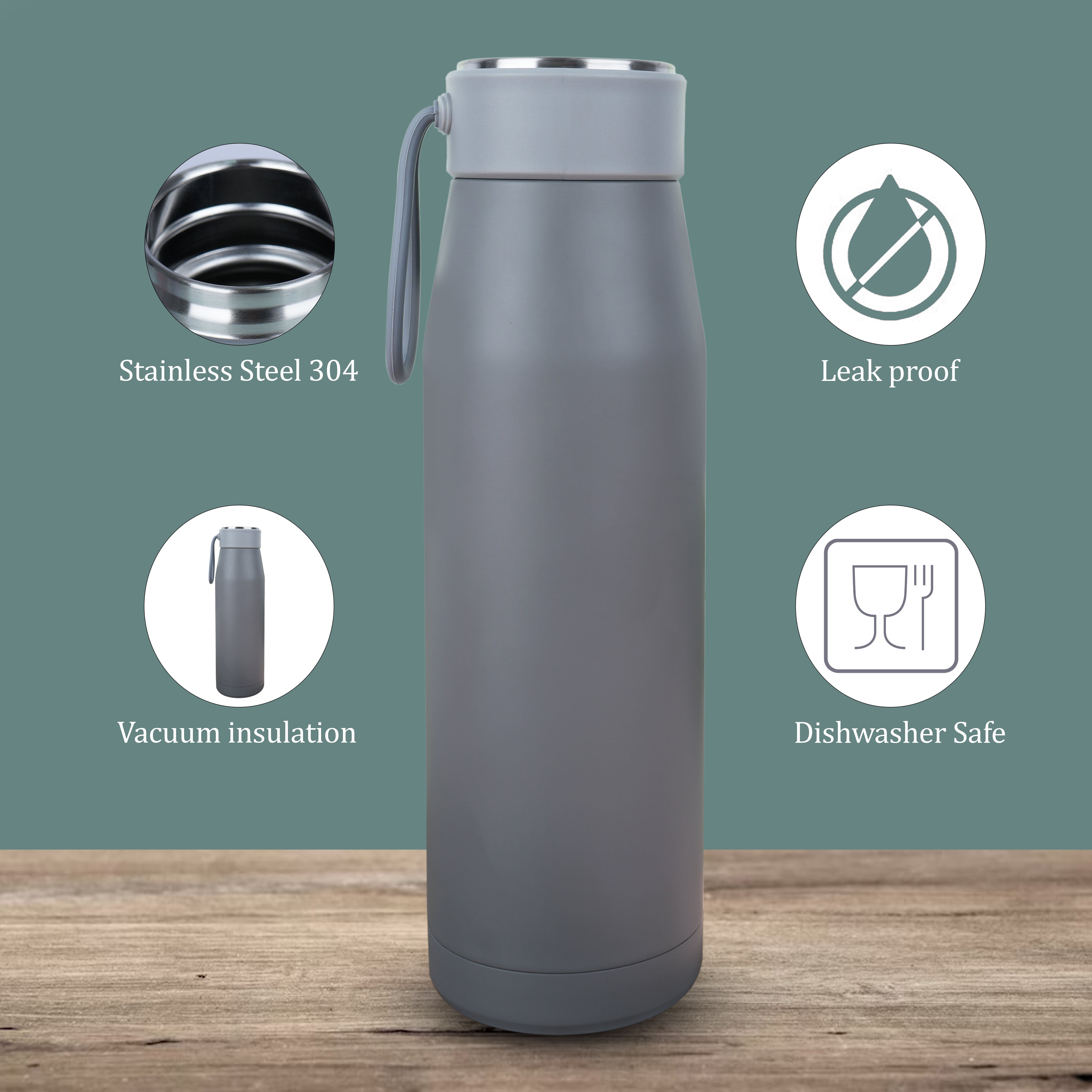 Traveller Stainless Steel Vacuum Flask With Silicon Strap
