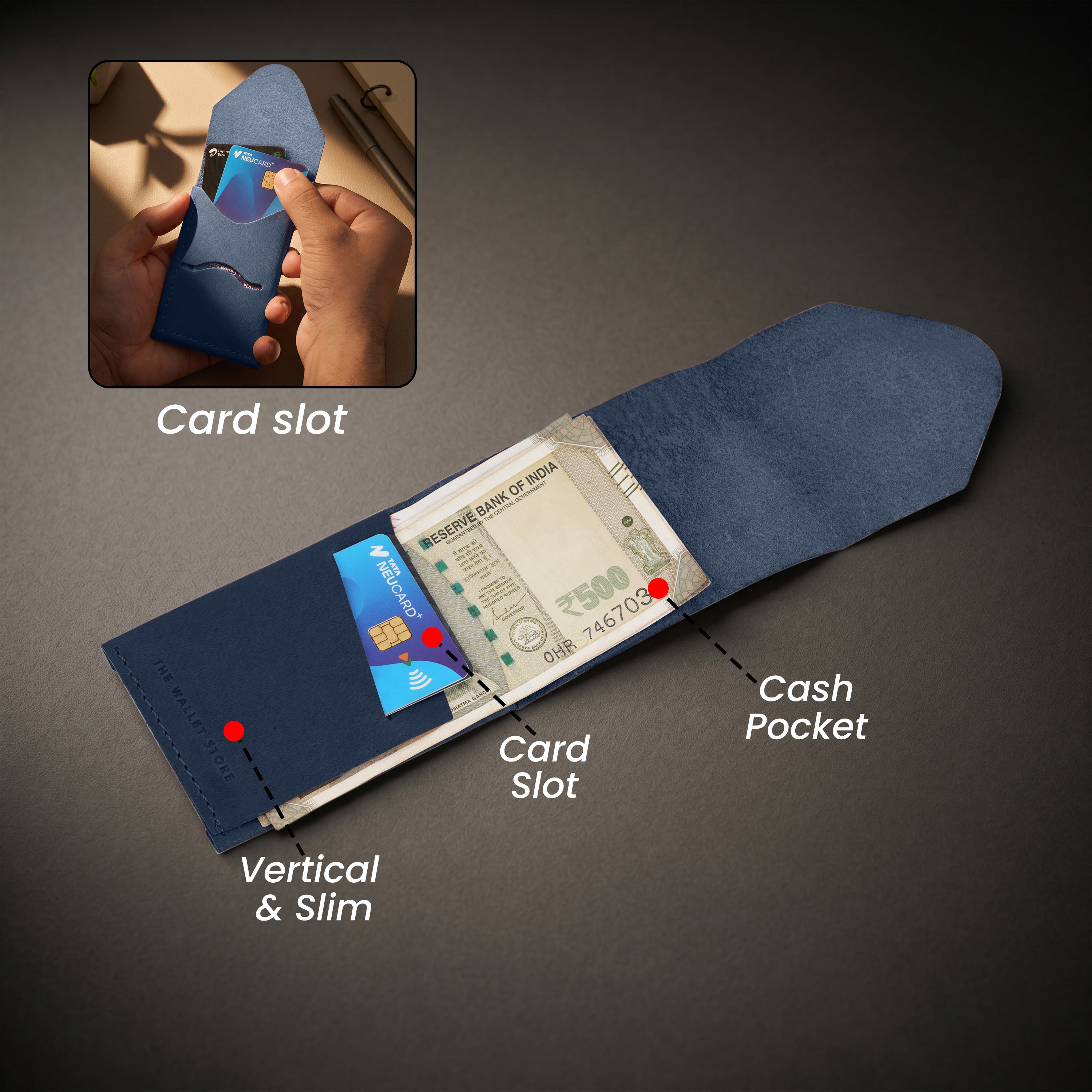 Urban Flip Genuine Leather Wallet - Blue