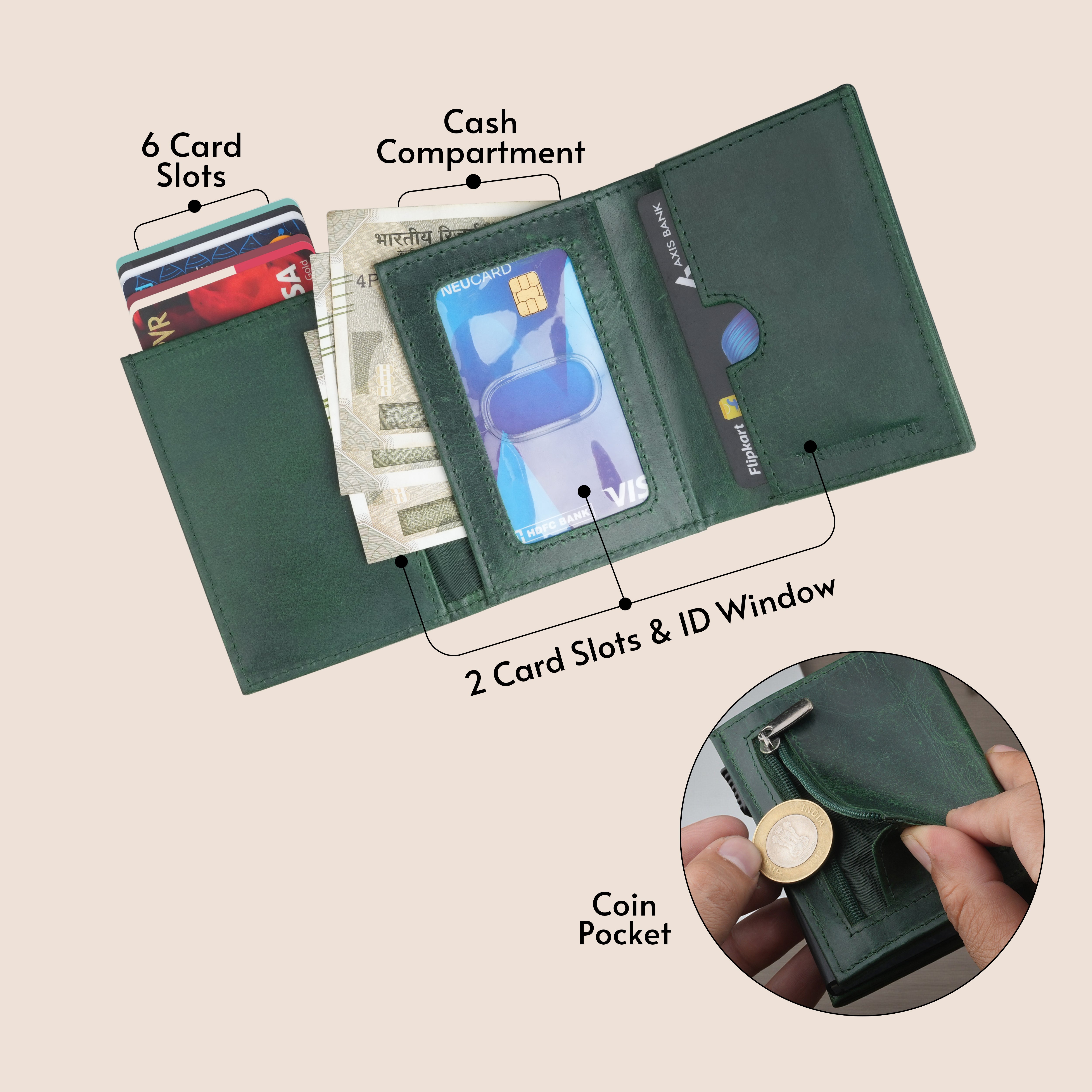 Defender 2.0 RFID Protected Cardholder Wallet - Green