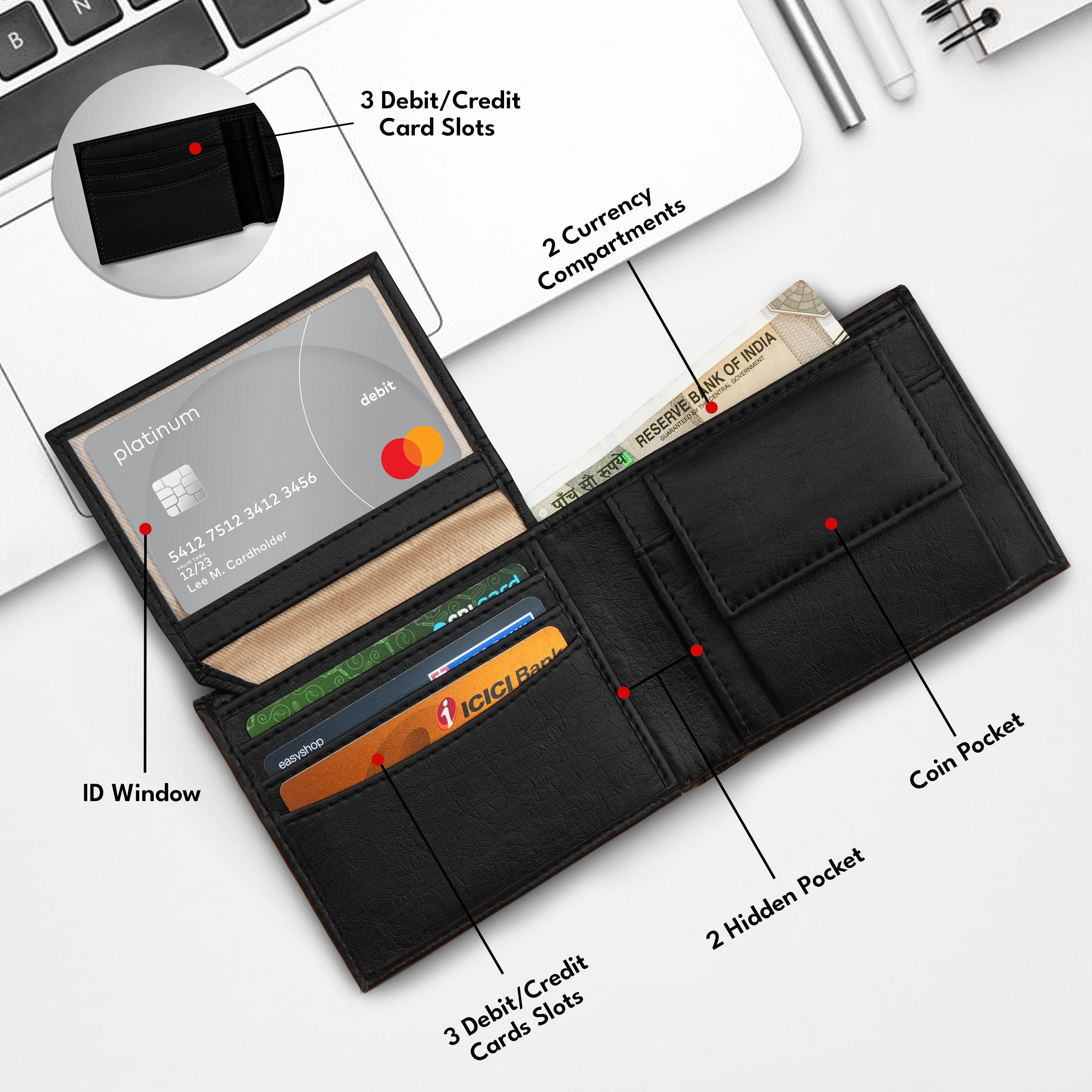 Personalized Modern Man Wallet, Necklace & Bracelet Gift Set