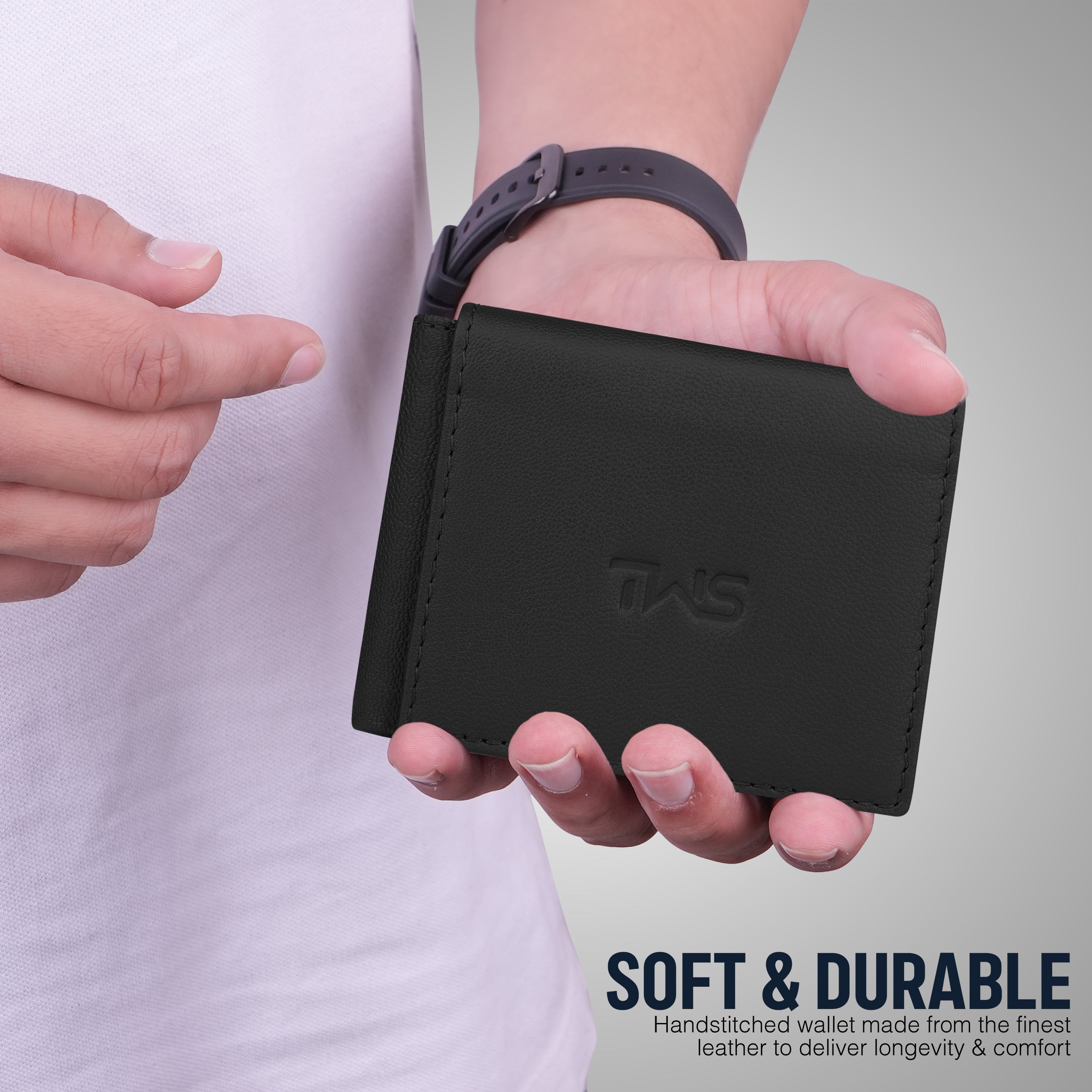 Fold Craft Genuine Leather Wallet For Men - Black