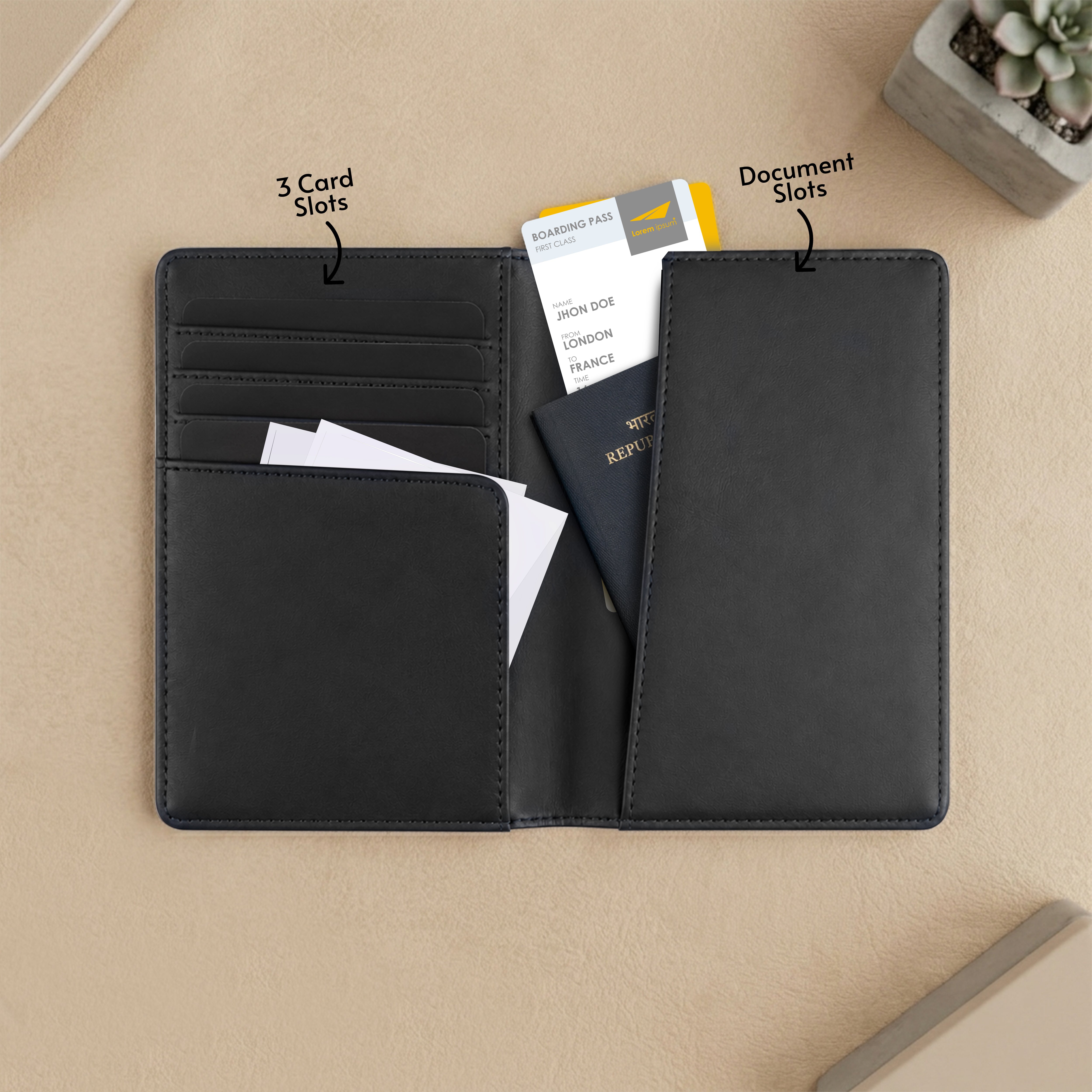 Horizon AirTag Passport Cover - Black