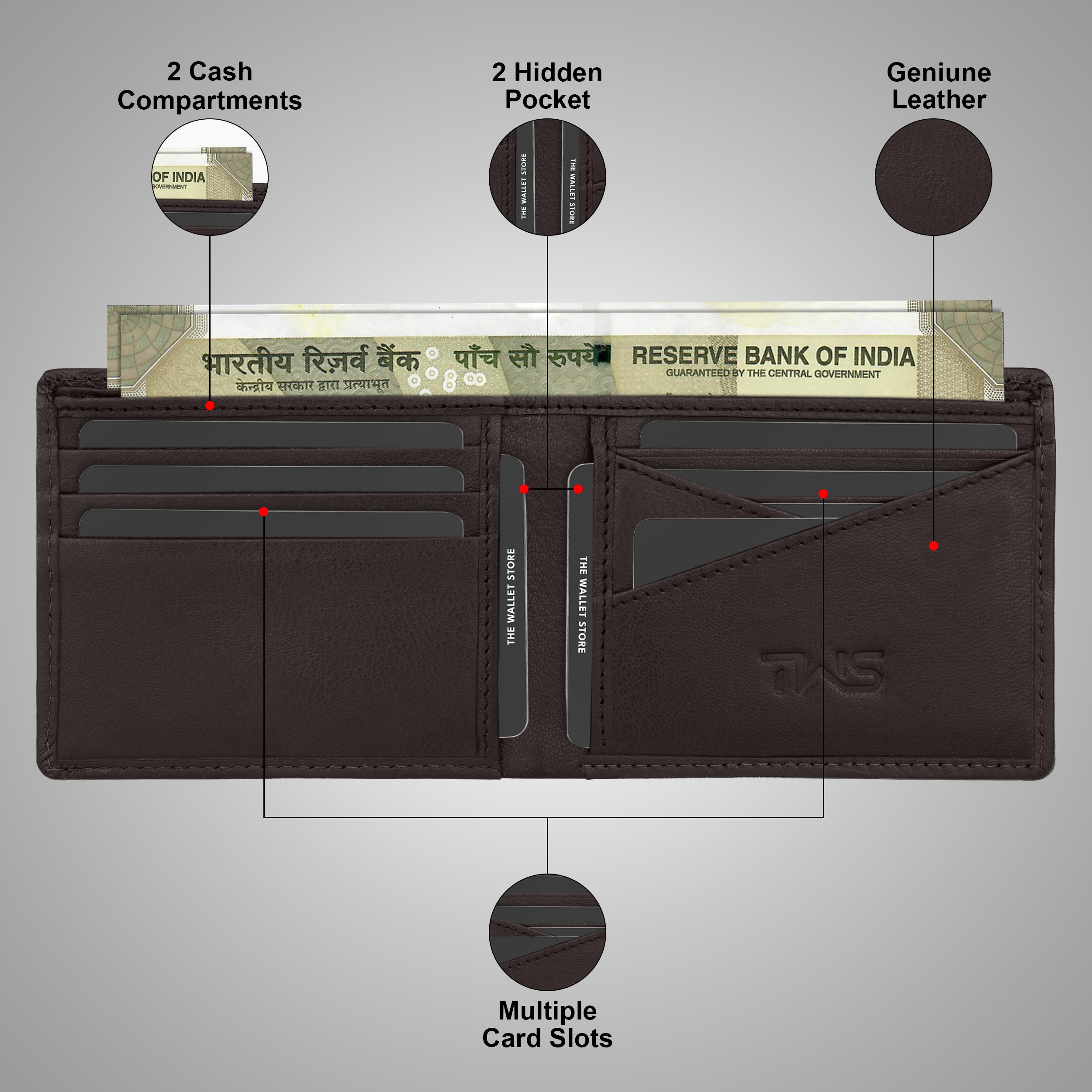 Carry Mate Genuine Leather Wallet For Men - Brown