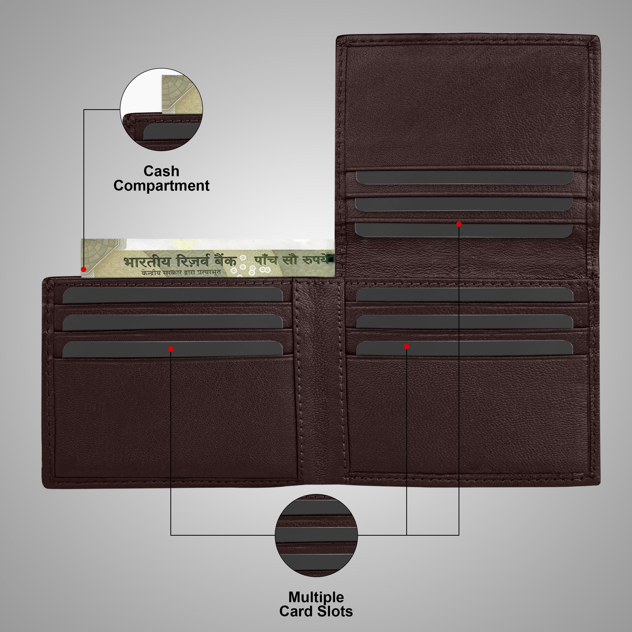 Fold Craft Genuine Leather Wallet For Men - Brown