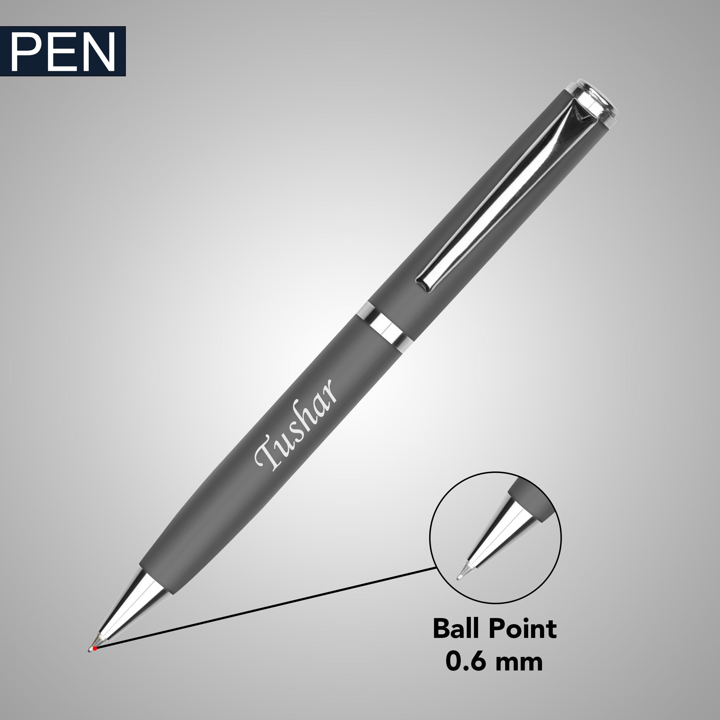 Personalized Signature Luxe Diary Pen Keychain Perfume & Flask Gift Set - Grey