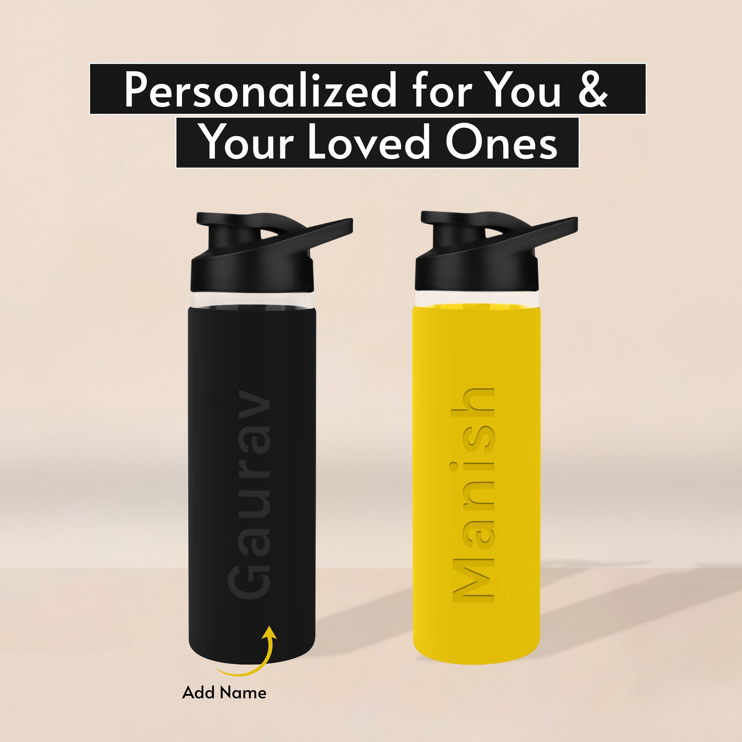 Personalized Pure Wrap Borosilicate Sipper Bottle - Black