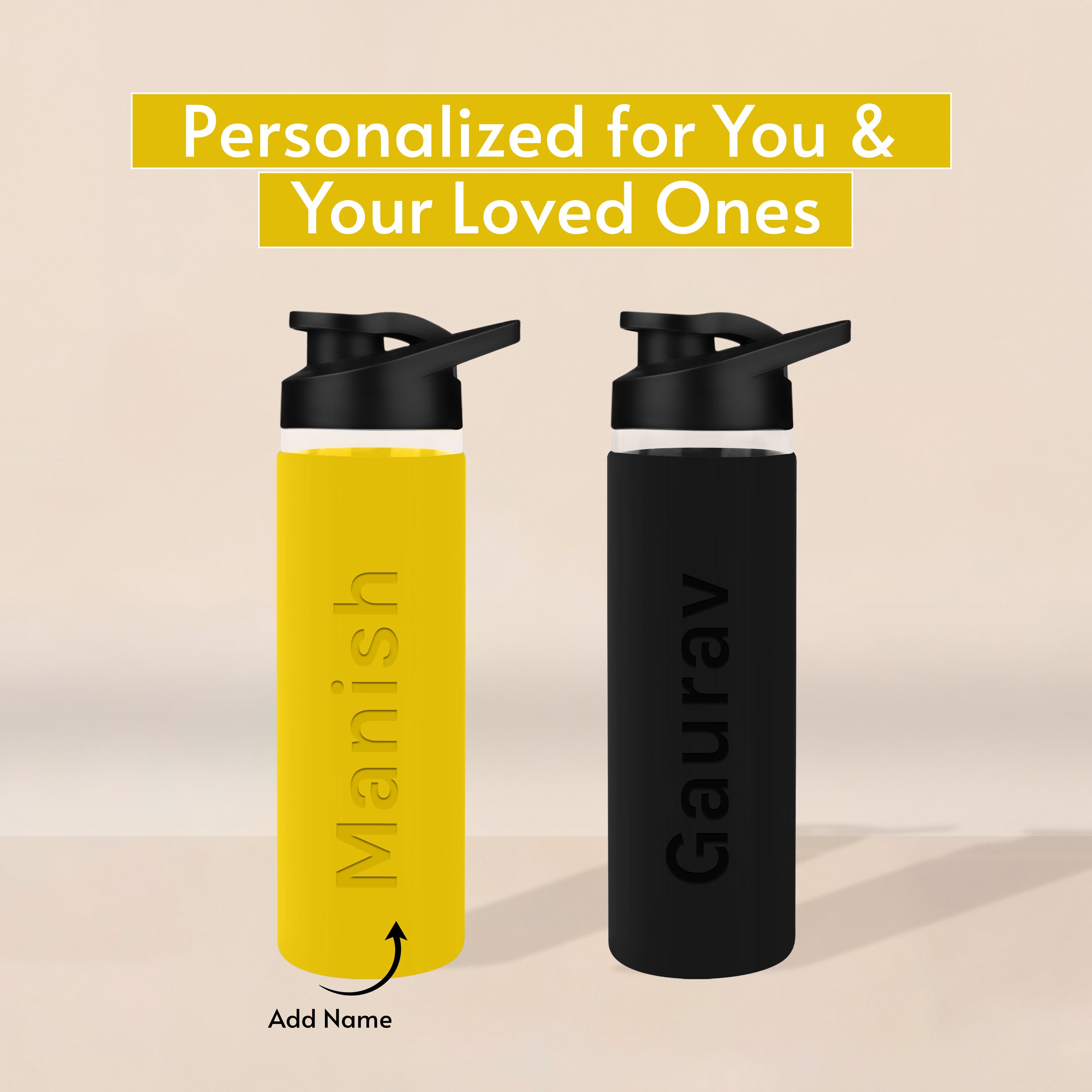 Personalized Pure Wrap Borosilicate Sipper Bottle - Yellow