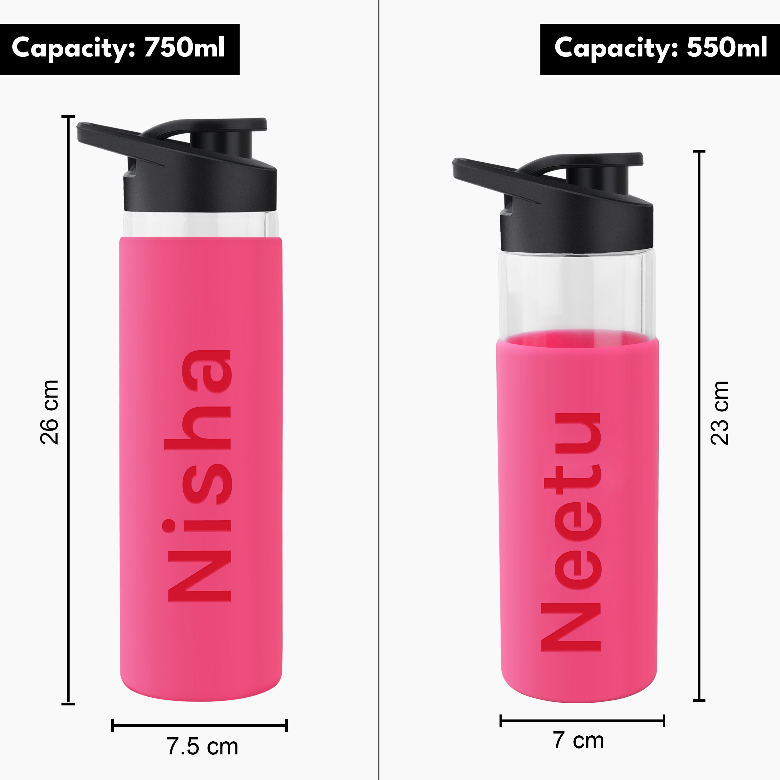 Personalized Pure Wrap Borosilicate Sipper Bottle - Pink