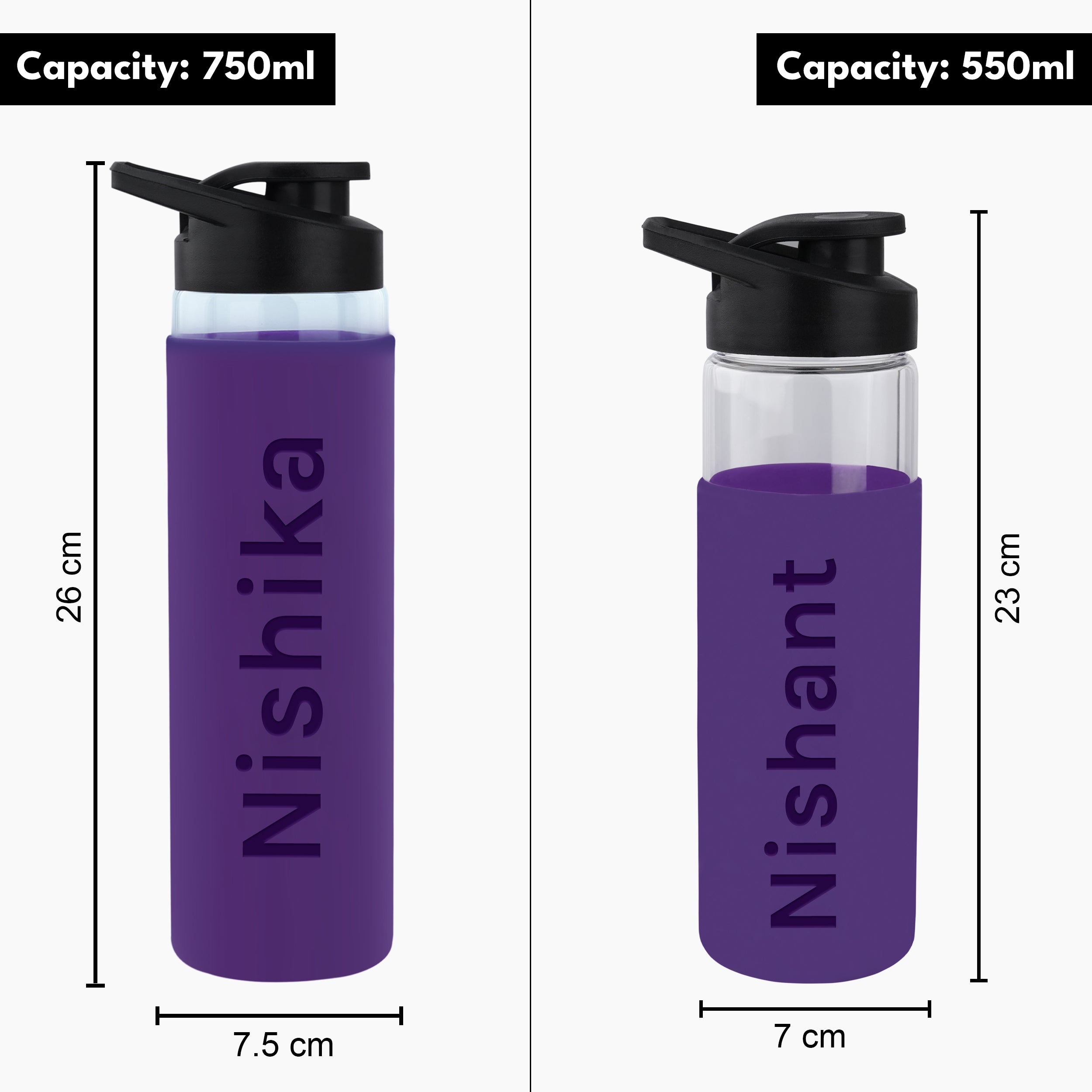 Personalized Pure Wrap Borosilicate Sipper Bottle - Purple