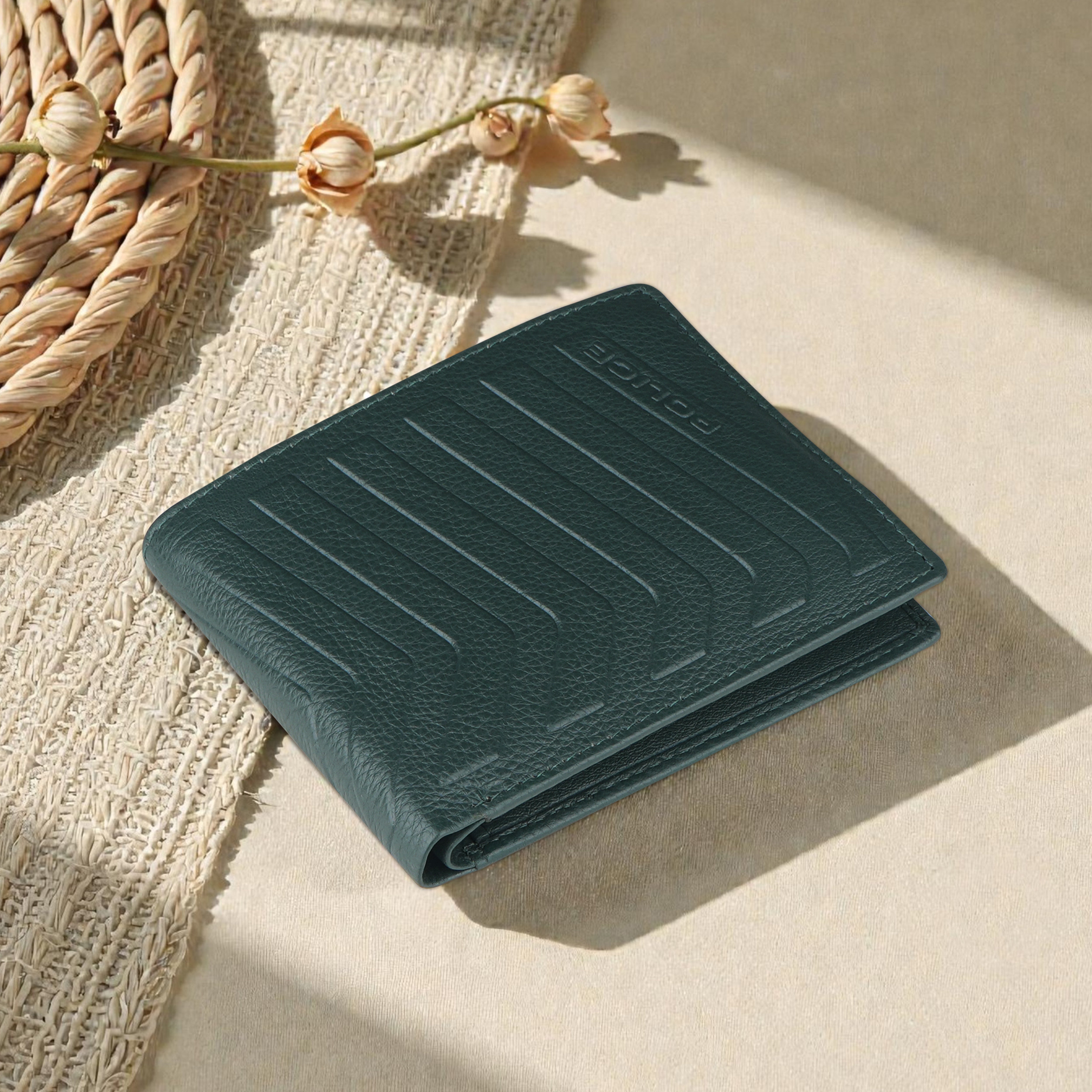 Police Ricco Slim Bi-Fold Leather Wallet - Orlando Green