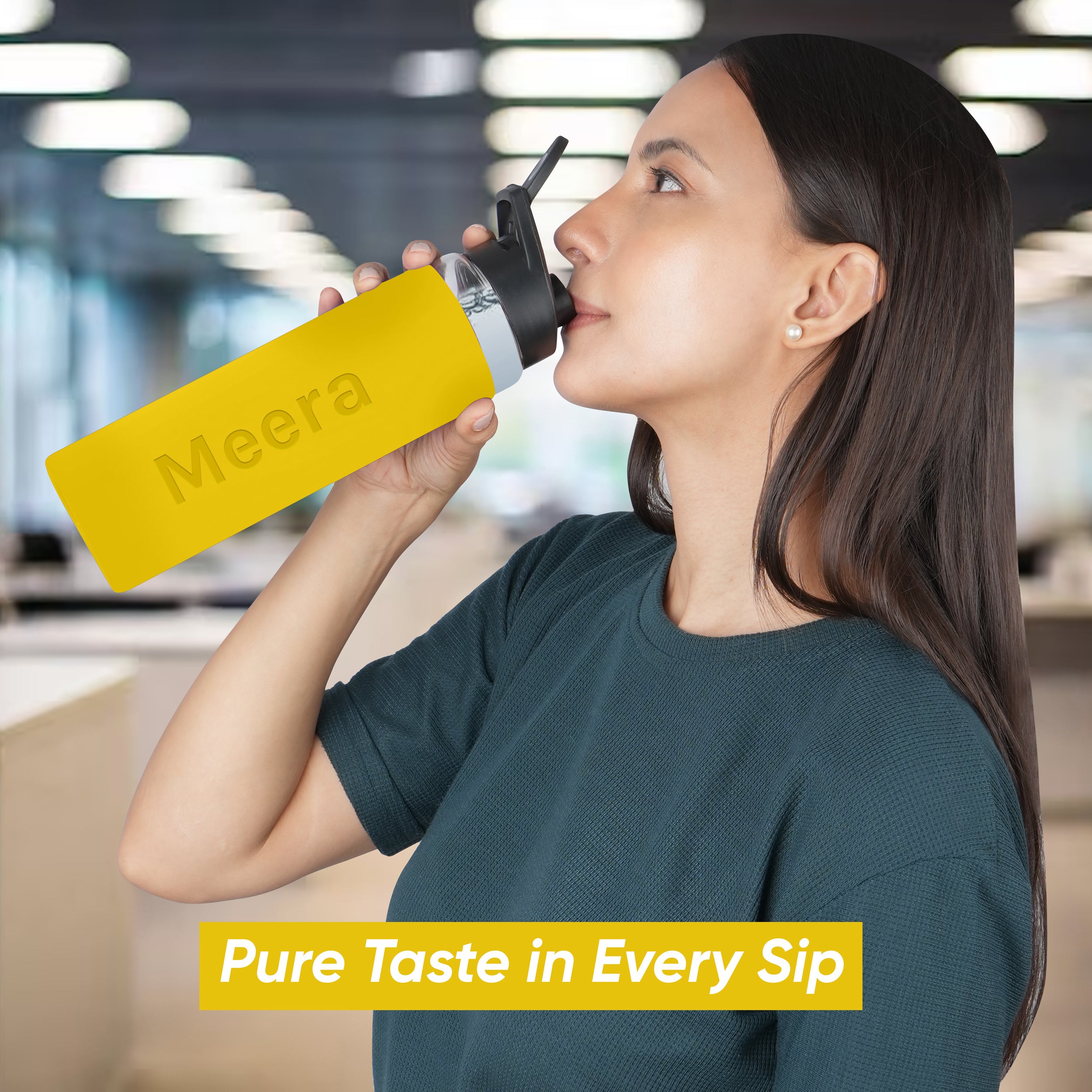 Personalized Pure Wrap Borosilicate Sipper Bottle - Yellow