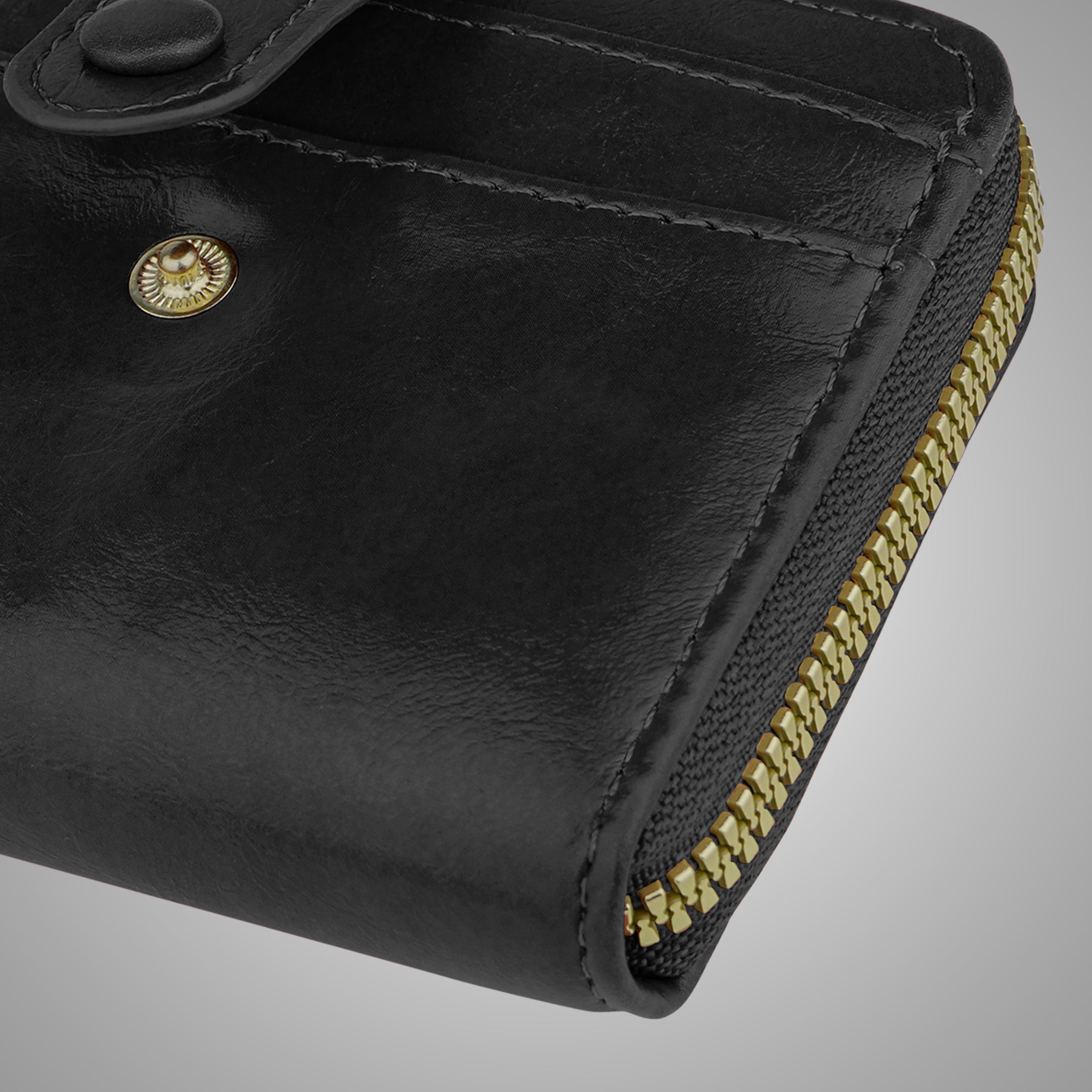 Rogue Fold Vegan Leather Zipper Wallet - Black