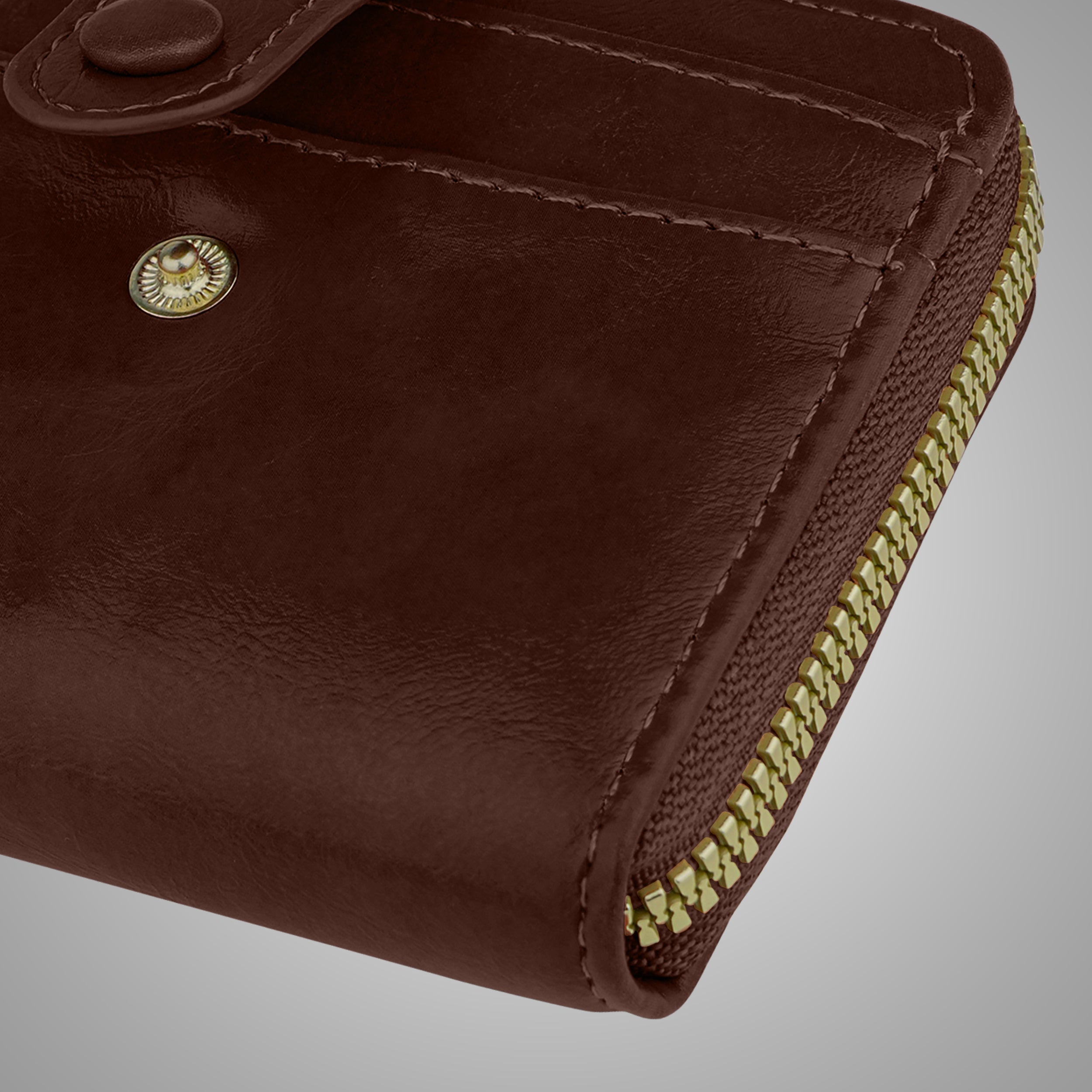 Rogue Fold Vegan Leather Zipper Wallet - Brown