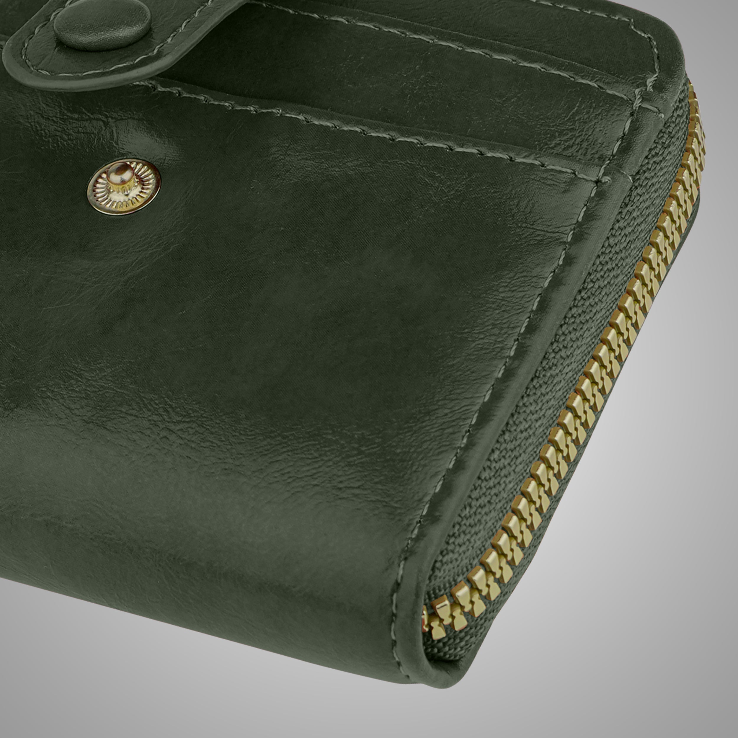 Rogue Fold Vegan Leather Zipper Wallet - Green
