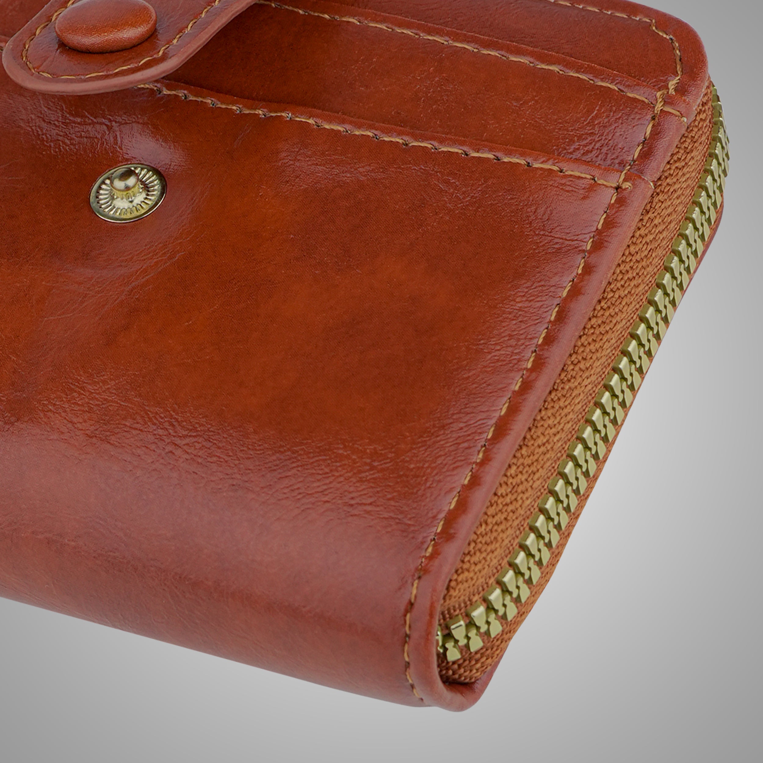 Rogue Fold Vegan Leather Zipper Wallet - Tan