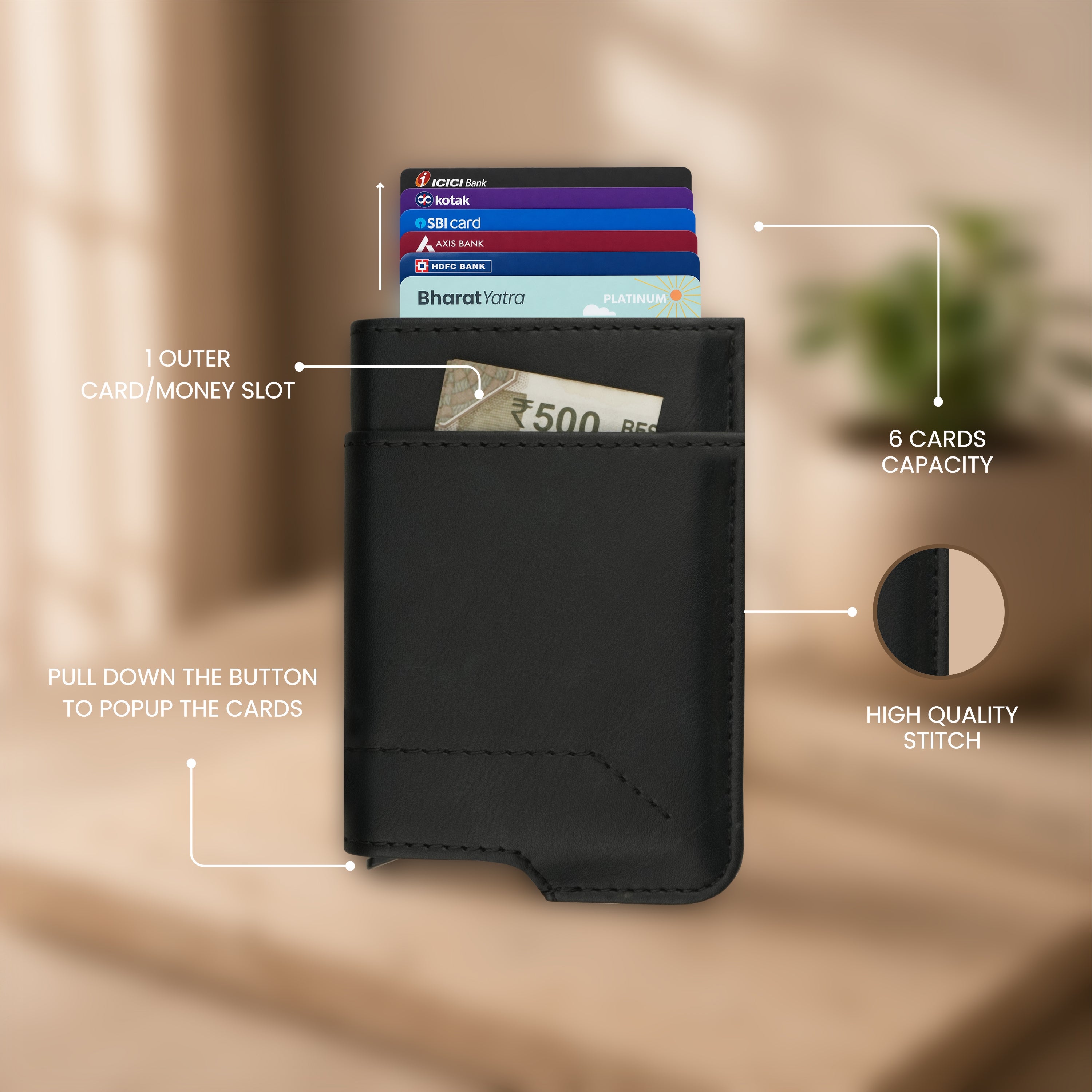 Apex RFID Protected Pop-Up Cardholder - Black