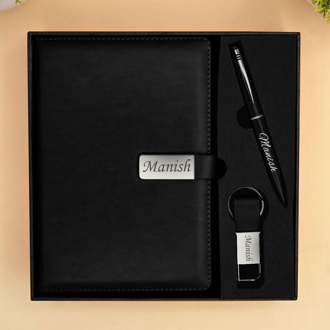 Personalized Diary With Pen & Key Chain Gift Set
