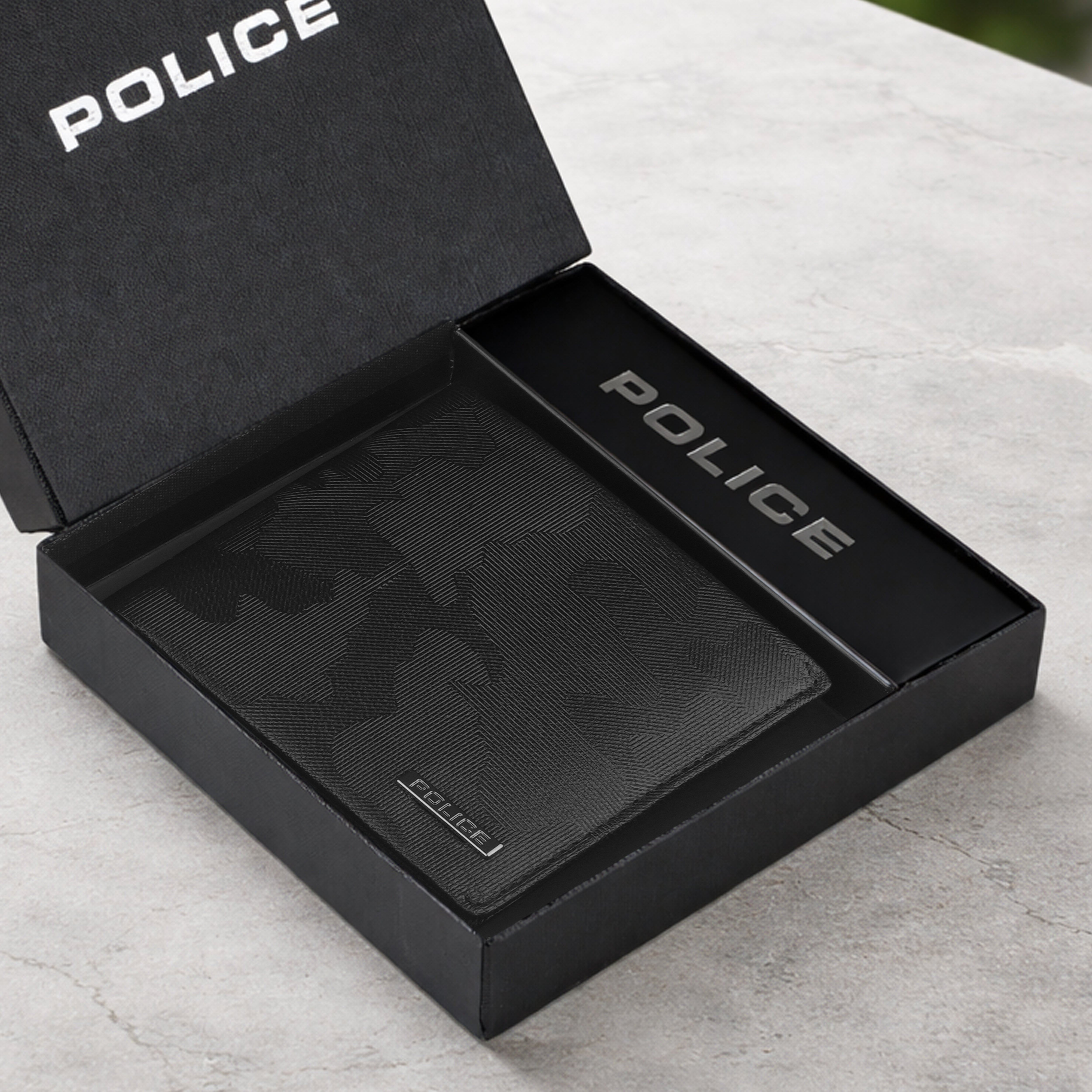 Police BerryBlack Slim Bi-Fold Leather Wallet