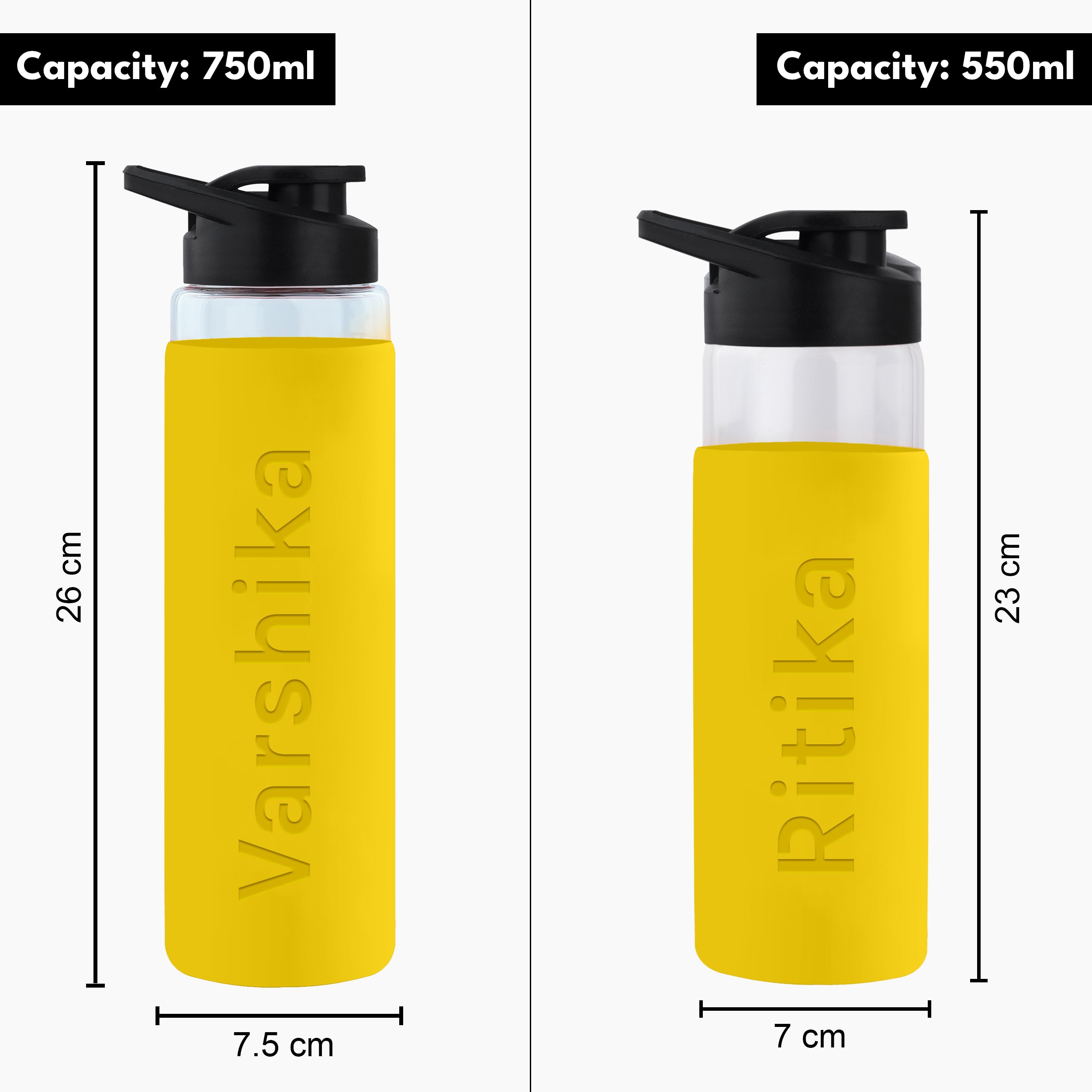 Personalized Pure Wrap Borosilicate Sipper Bottle - Yellow