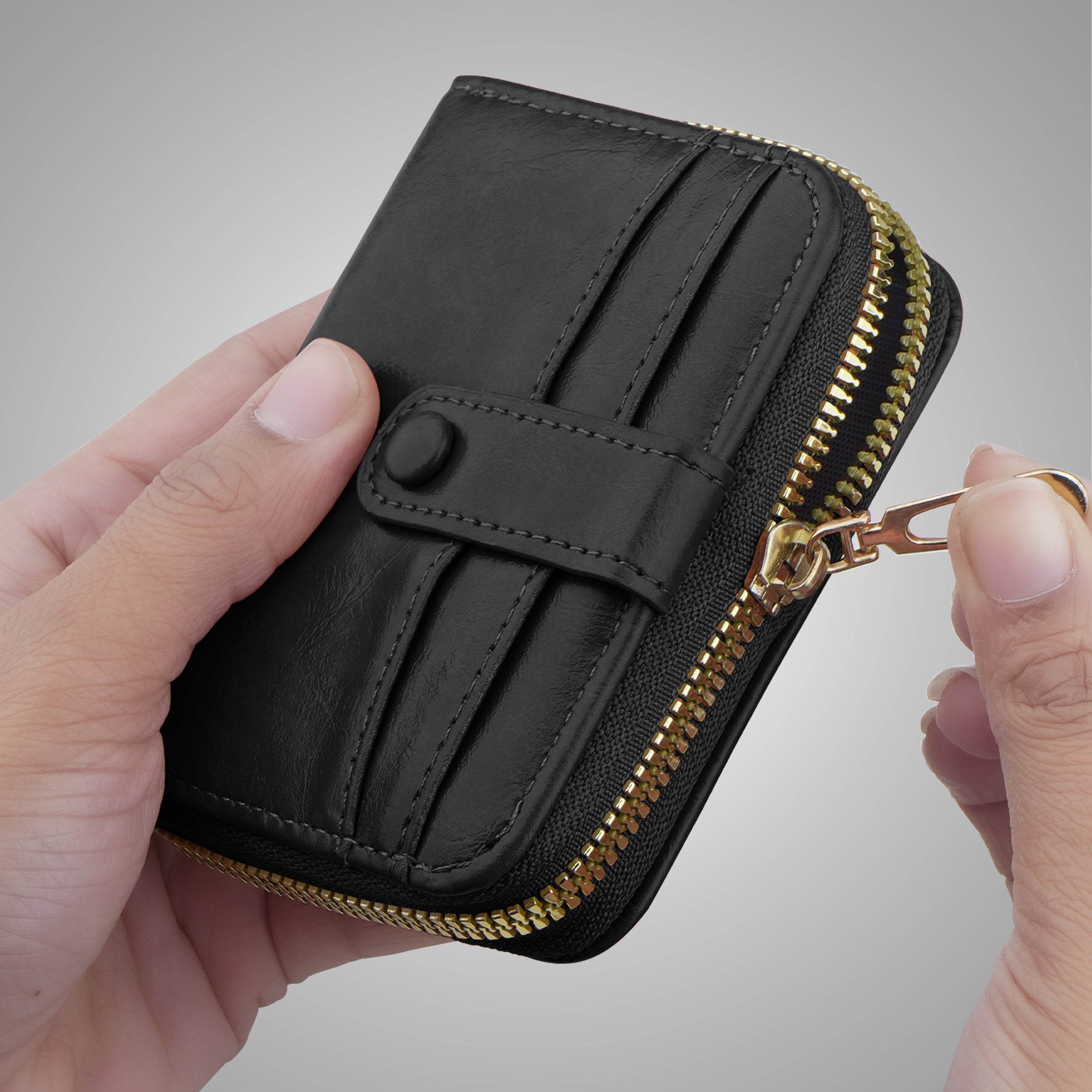Rogue Fold Vegan Leather Zipper Wallet - Black