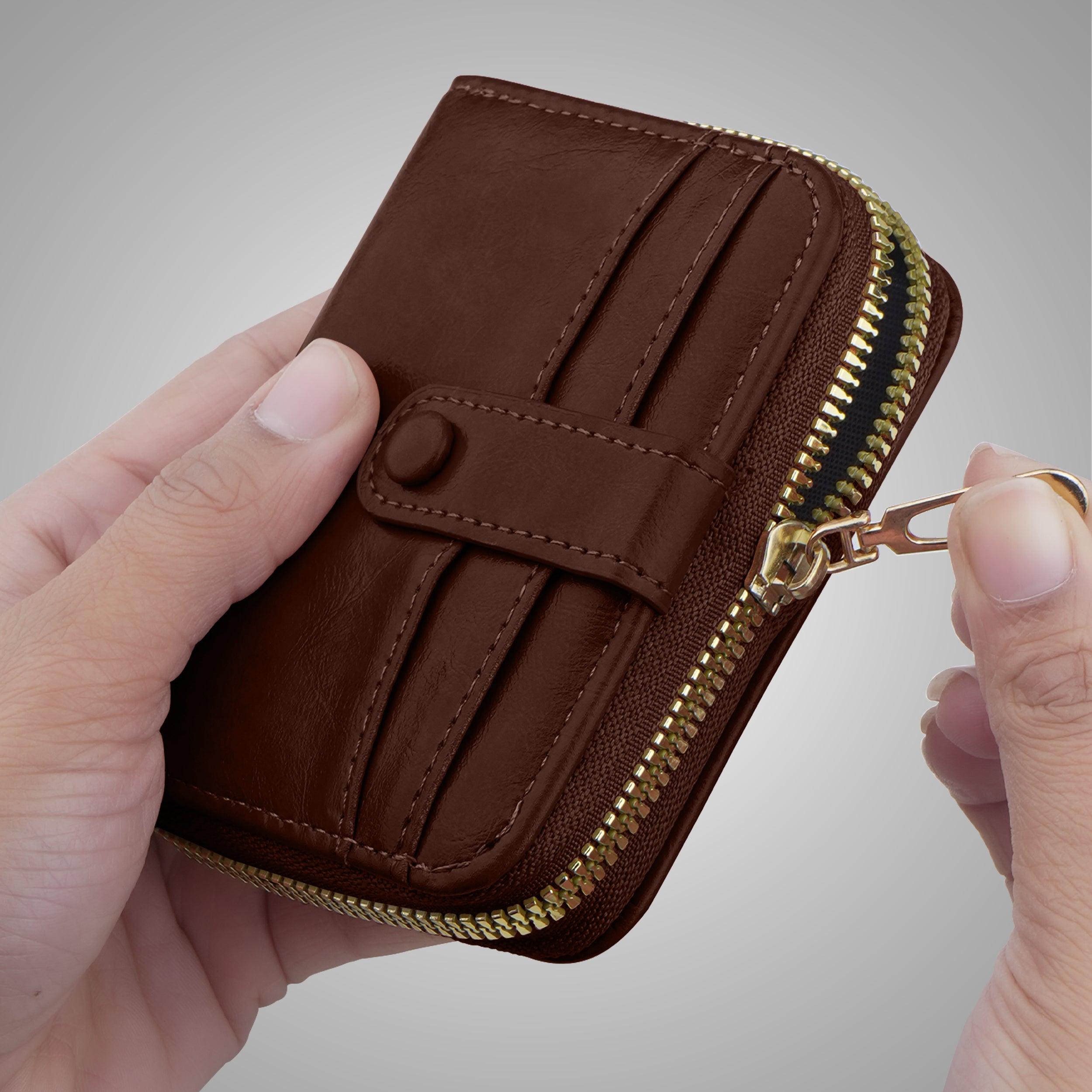 Rogue Fold Vegan Leather Zipper Wallet - Brown