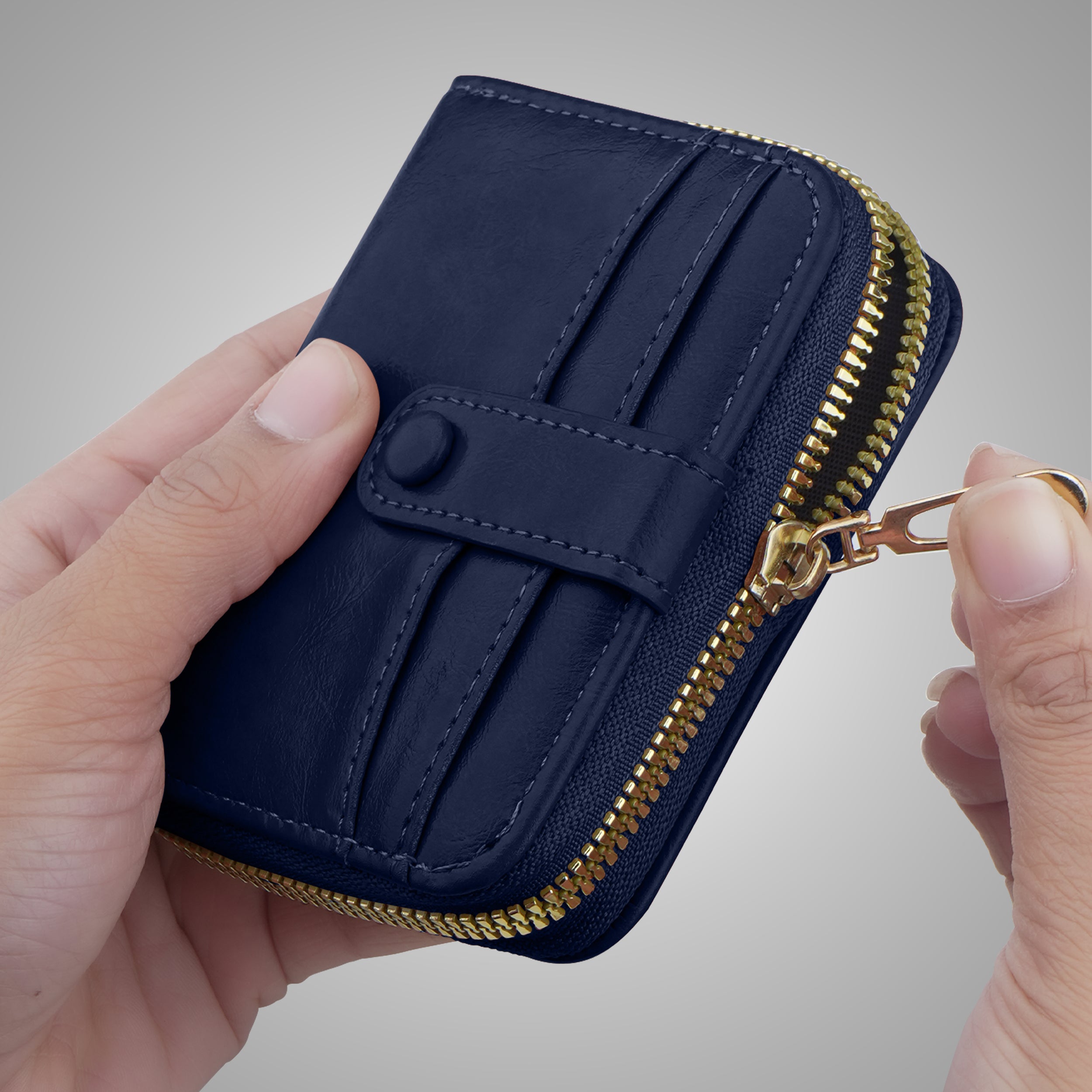 Rogue Fold Vegan Leather Zipper Wallet - Blue