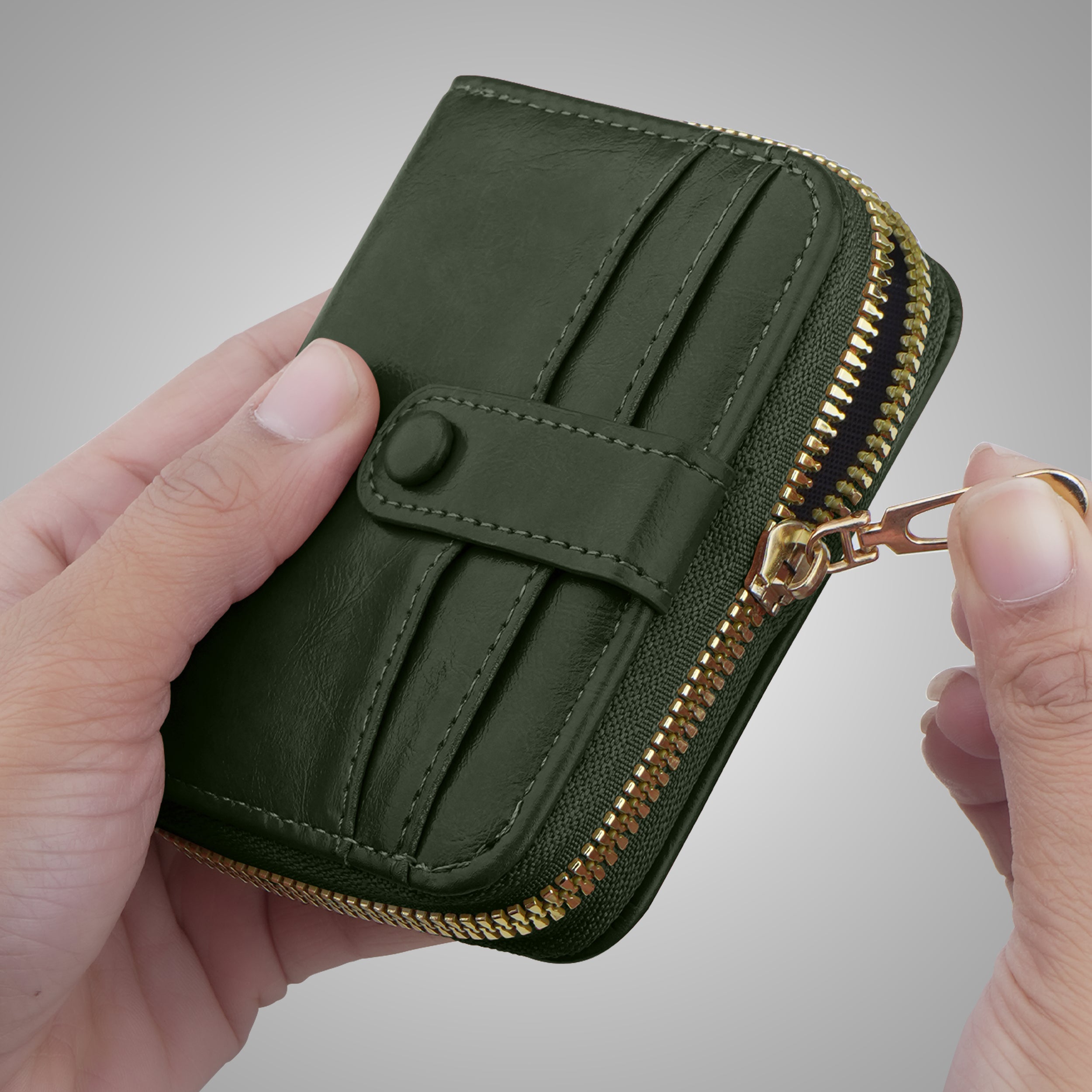 Rogue Fold Vegan Leather Zipper Wallet - Green