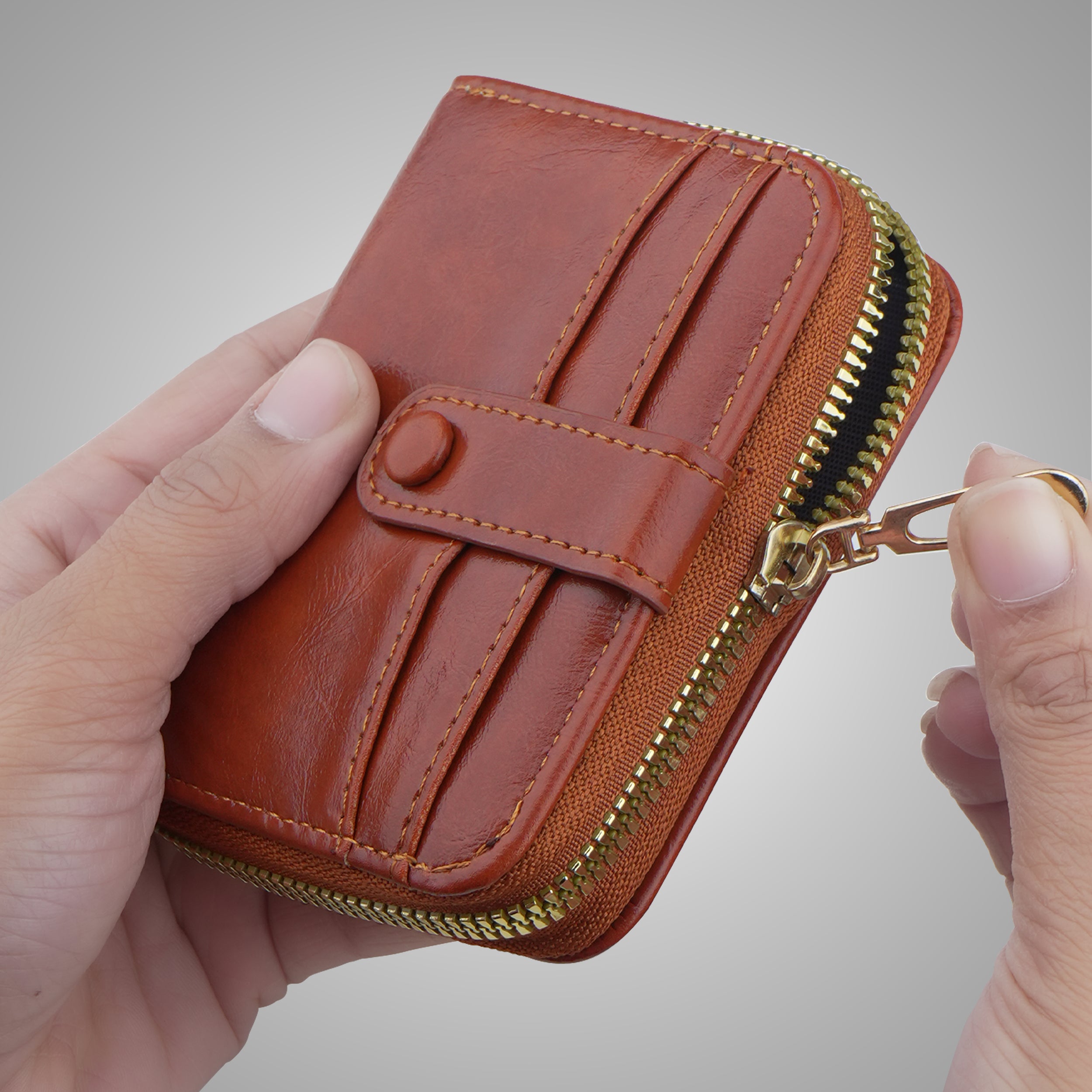 Rogue Fold Vegan Leather Zipper Wallet - Tan