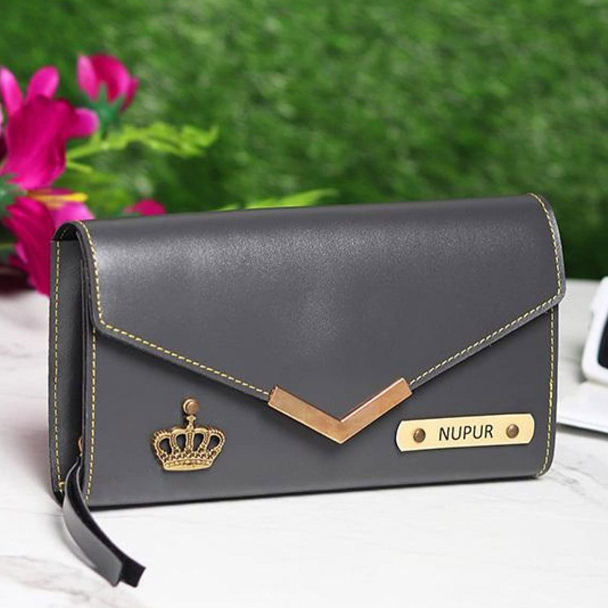 Personalized Ladies Clutch With Charm