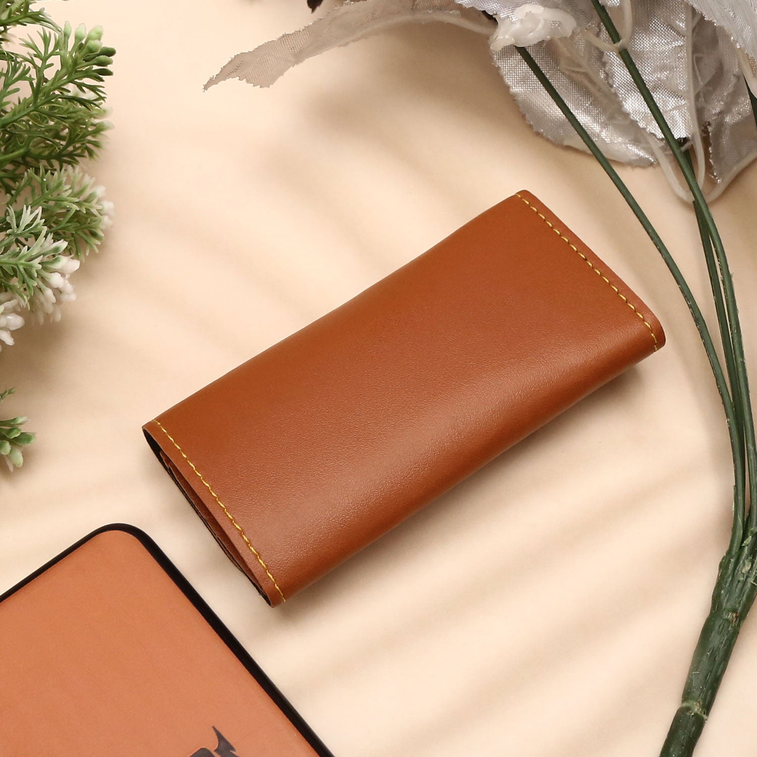 Personalized Key Case With Name - Tan