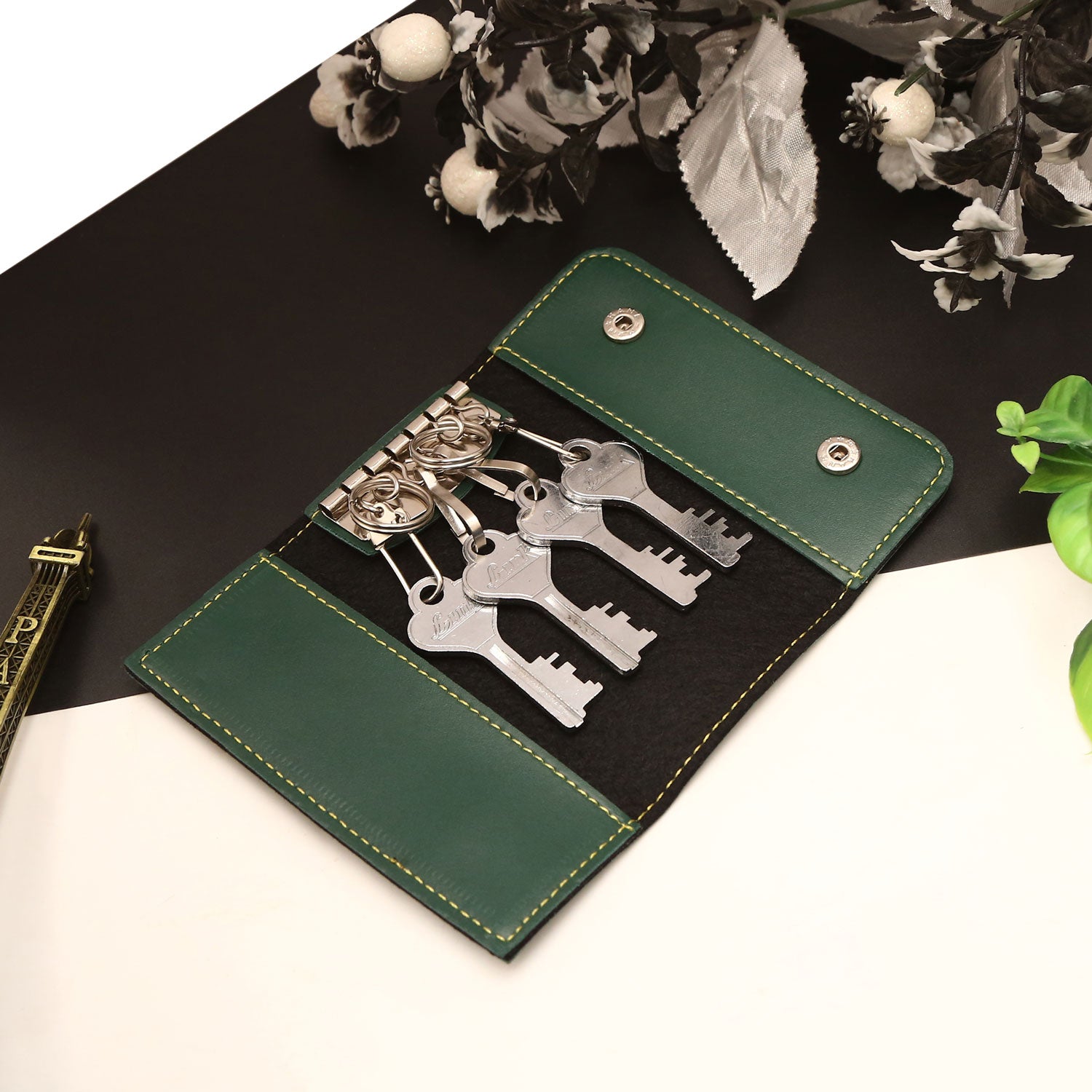 Personalized Key Case With Name - Green
