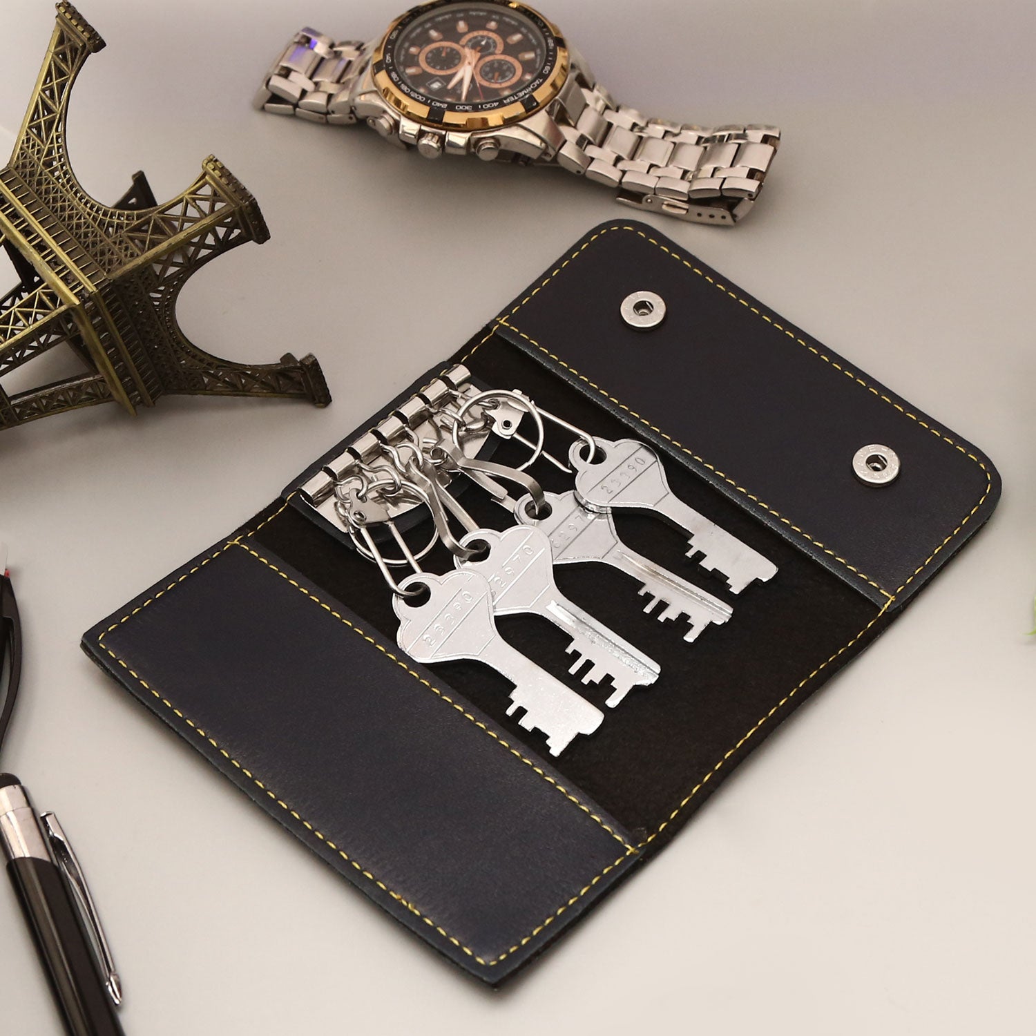 Personalized Key Case With Name - Blue