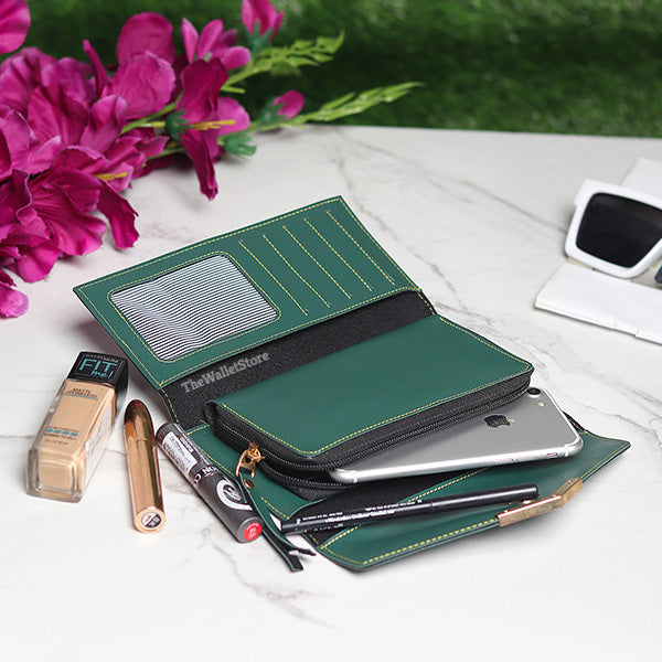 Personalized Ladies Clutch With Charm Green Color