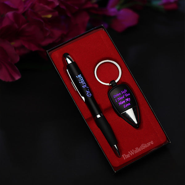 Personalized LED Key Chain And Pen Combo