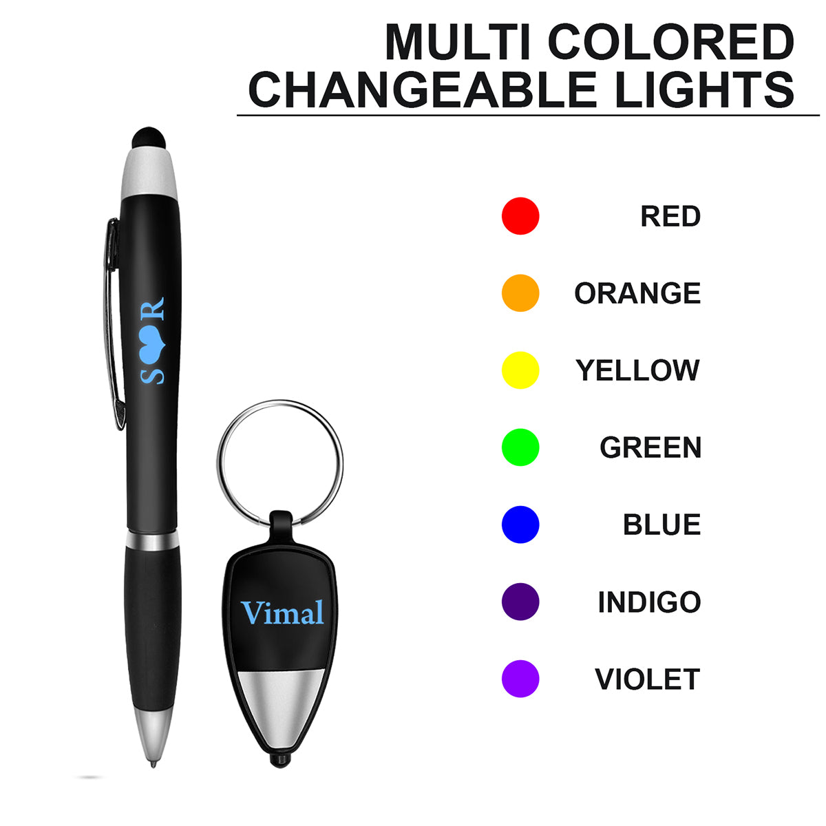 Personalized LED Key Chain And Pen Combo