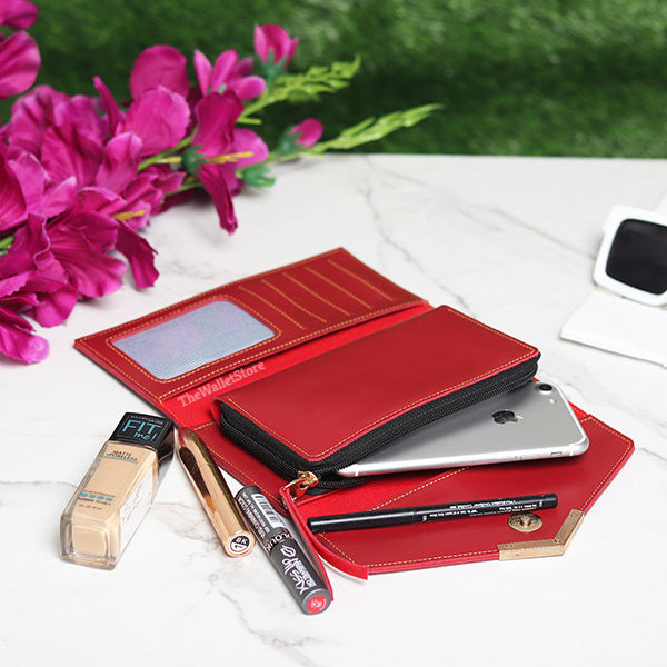 Personalized Ladies Clutch With Charm Red Color