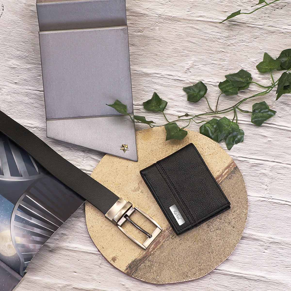 Personalized Leather Wallet & Belt Gift Set For Men