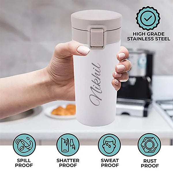 Personalized Spill-proof Insulated Travel Mug | White