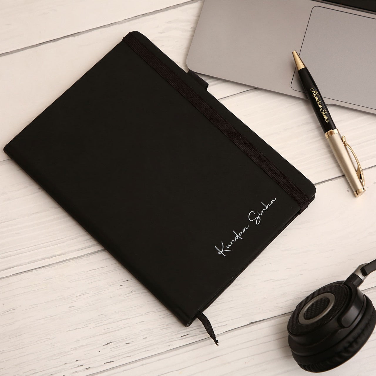 Personalized Black Diary With Pen Combo