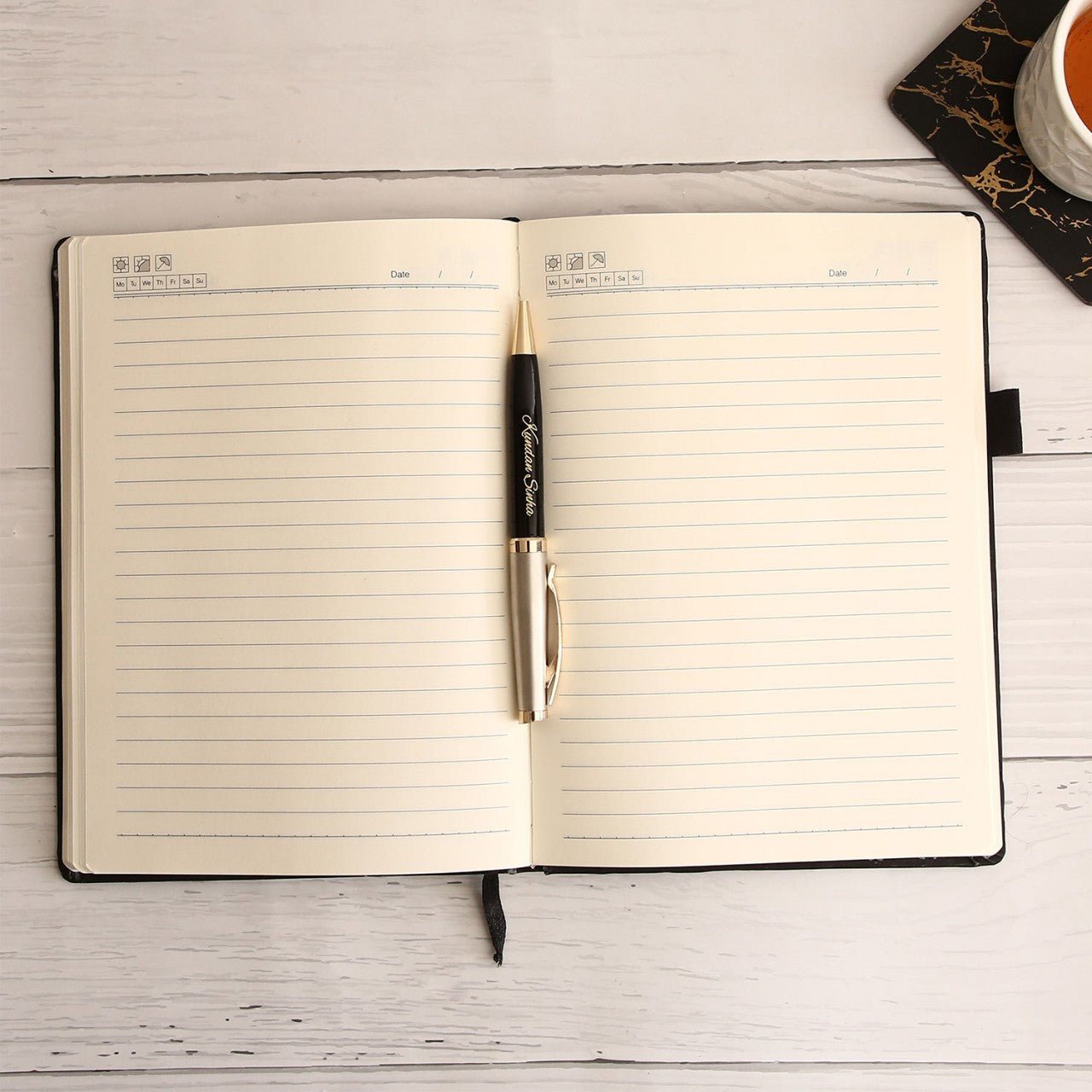 Personalized Black Diary With Pen Combo