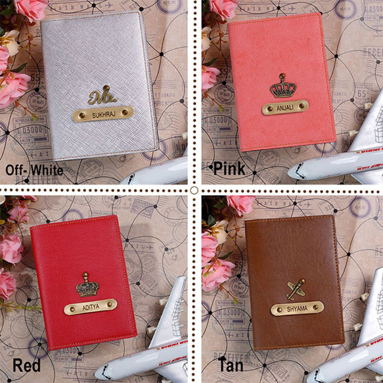 Customized Passport Covers Combo With Name & Charm