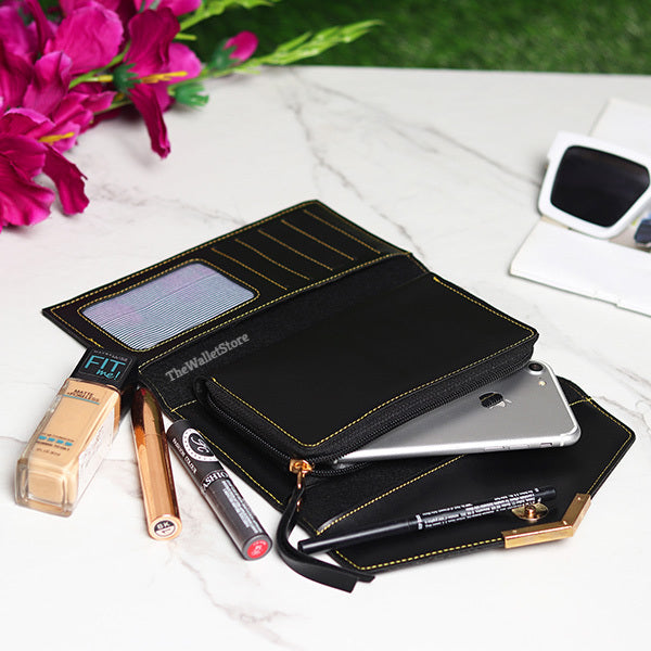 Personalized Ladies Clutch With Charm Black Color
