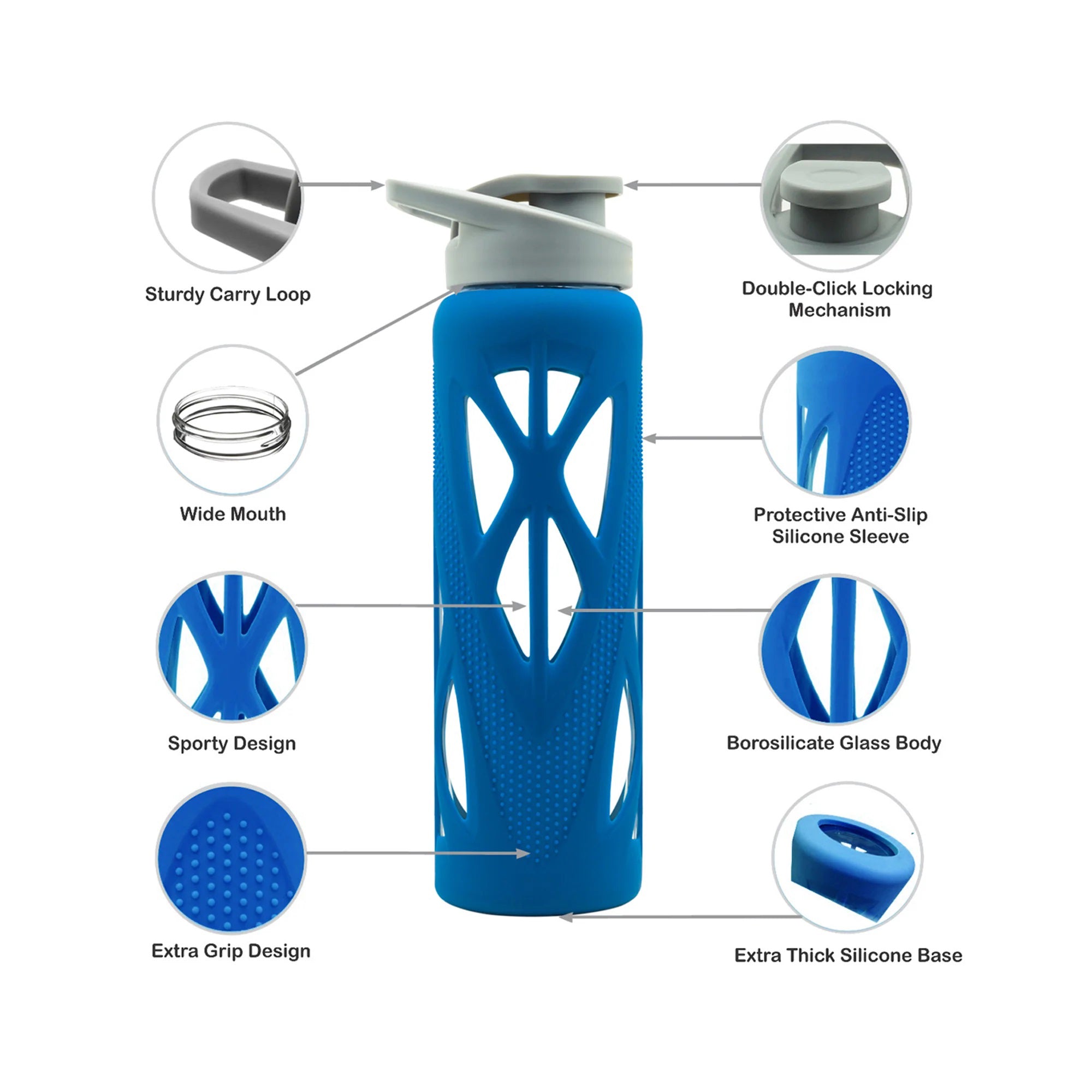 Borosilicate Glass Water Bottle with Silicone Sleeve