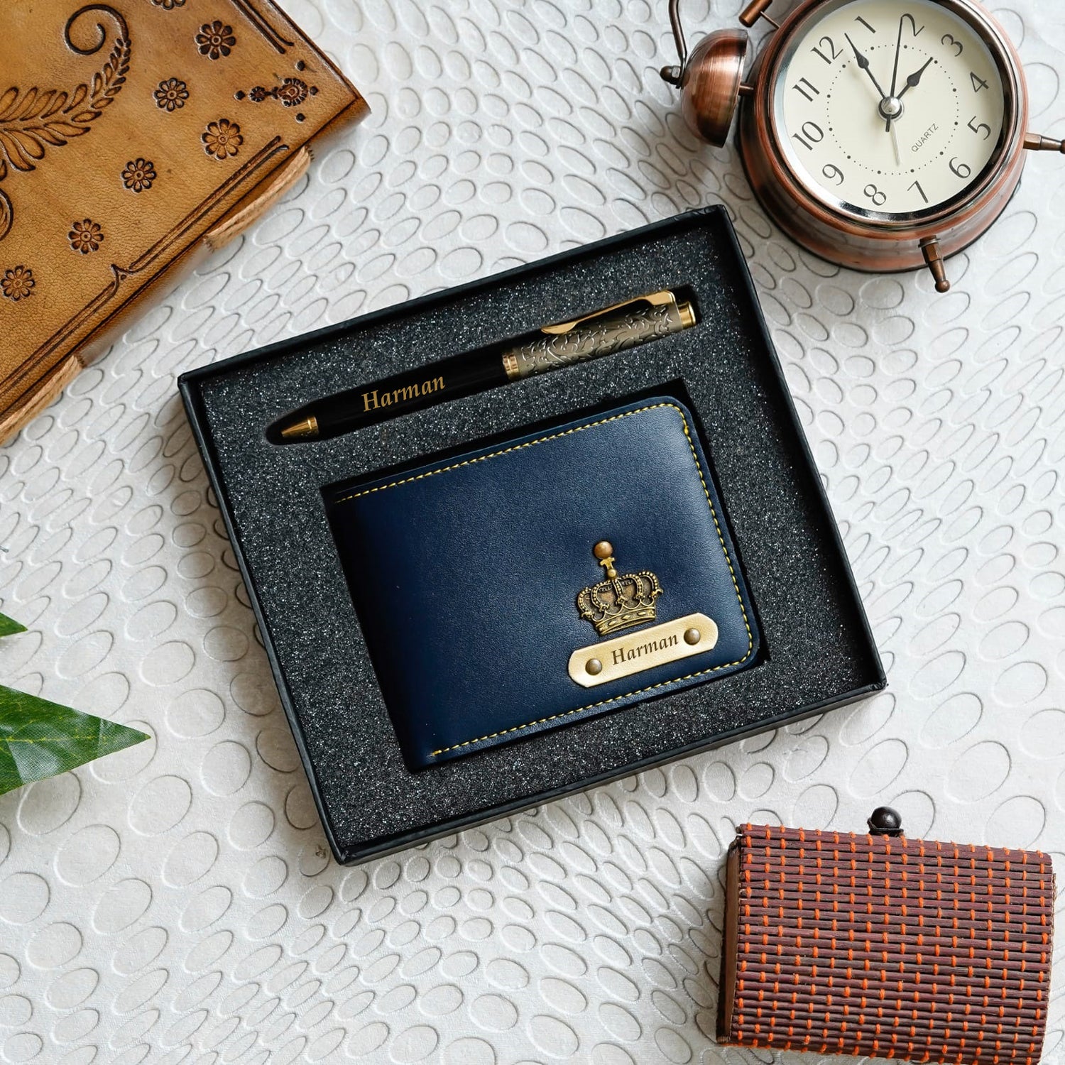Personalized Pen Wallet Gift Set With Name & Charm