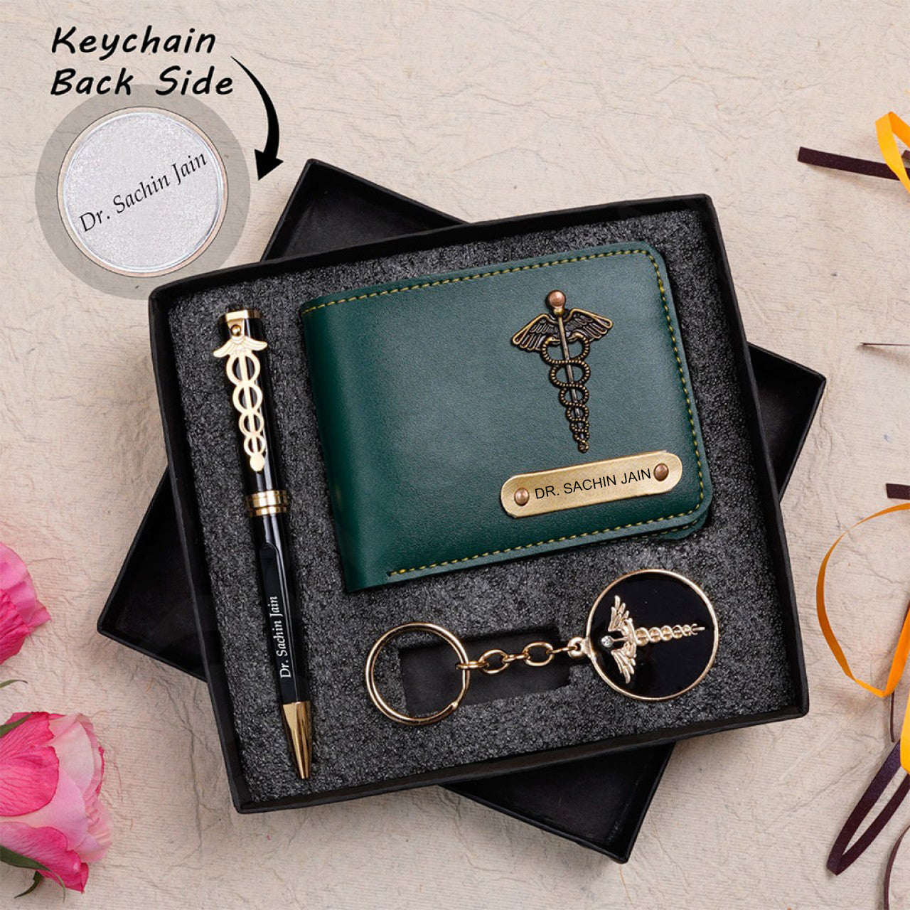Personalized Wallet Pen & Key Chain Set For Doctors