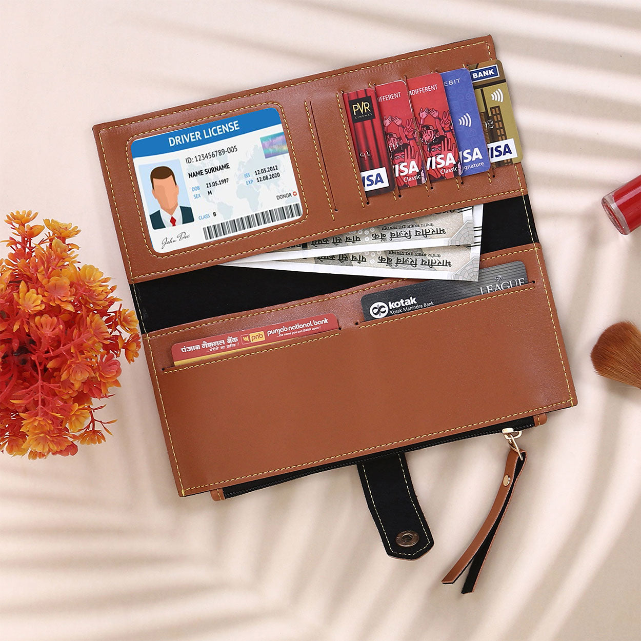 Personalized Clutch With Name & Charm - Tan